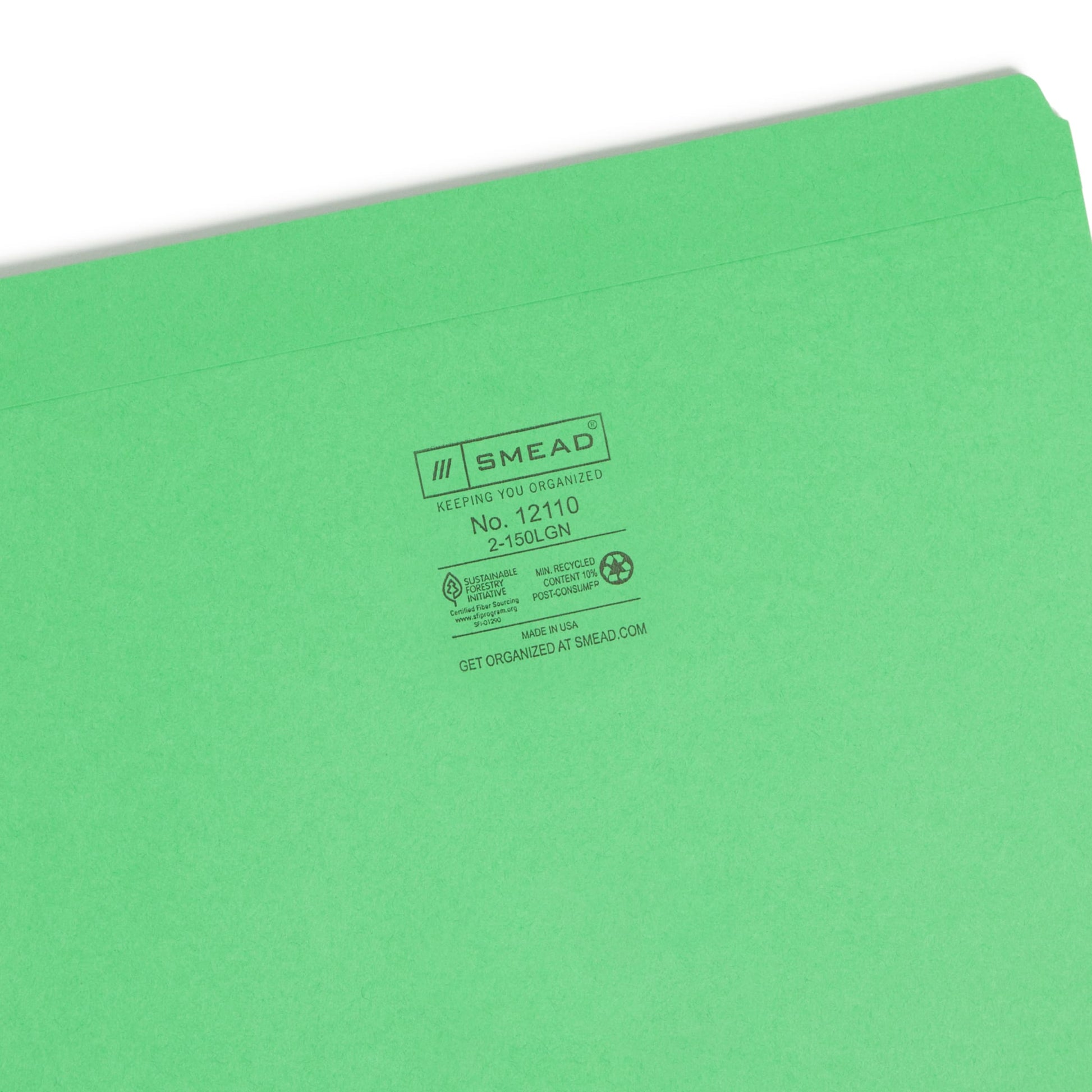 Reinforced Tab File Folders, Straight-Cut Tab, Green Color, Letter Size, Set of 100, 086486121101