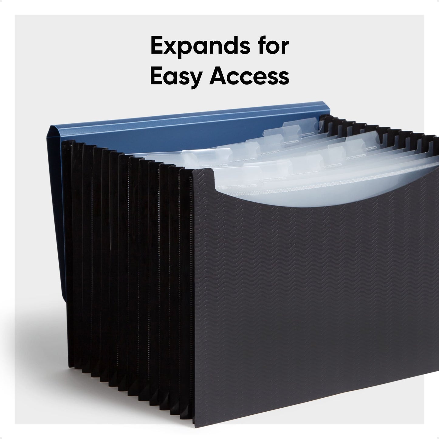 Poly Expanding Files with Flap, 12 Pockets, Wave Pattern, Blue Color, Letter Size, Set of 1, 086486708630