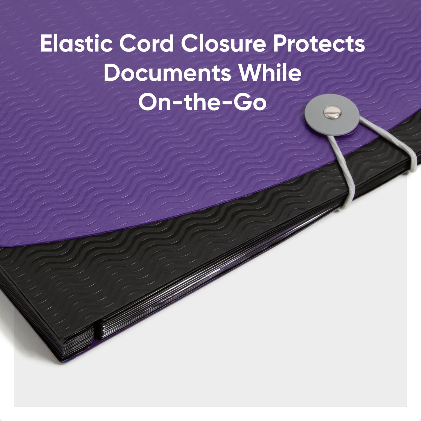Poly Expanding Files with Flap, 12 Pockets, Wave Pattern, Black Color, Letter Size, Set of 1, 086486708623