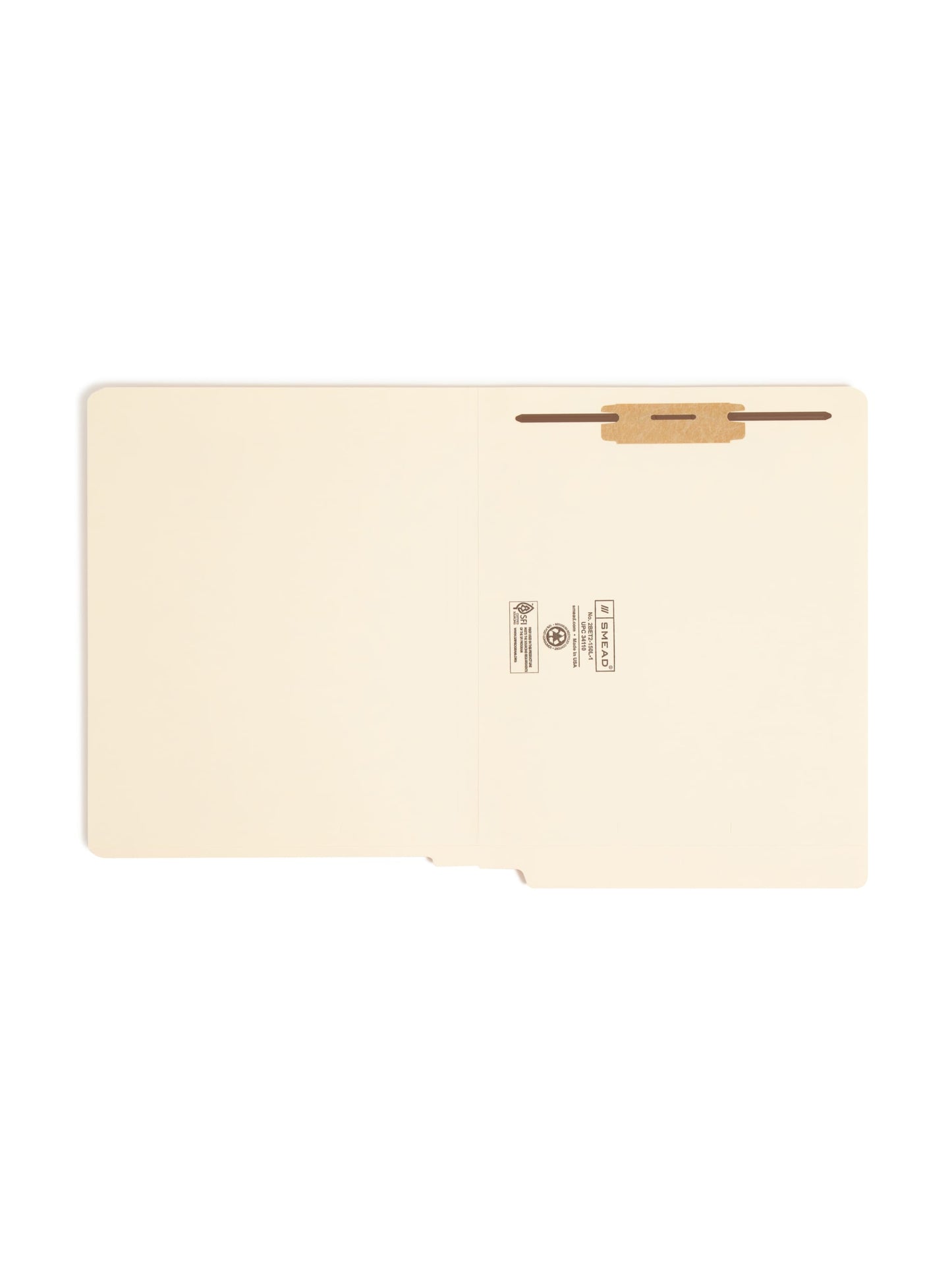 Shelf-Master® Reinforced End Tab Fastener File Folders, Straight-Cut Tab, Manila Color, Letter Size, Set of 50, 086486341103