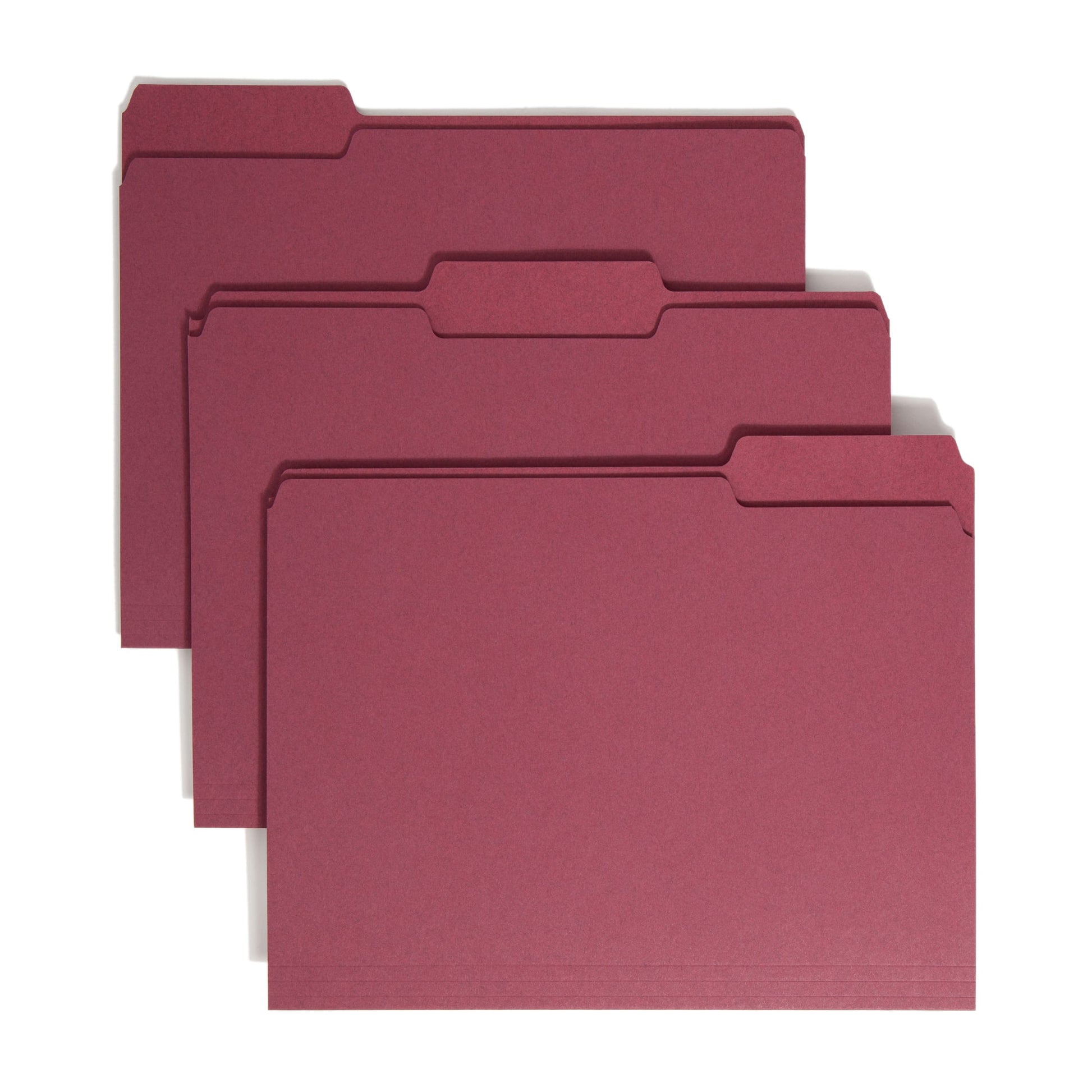 Standard File Folders, 1/3-Cut Tab, Maroon Color, Letter Size, Set of 100, 086486130936