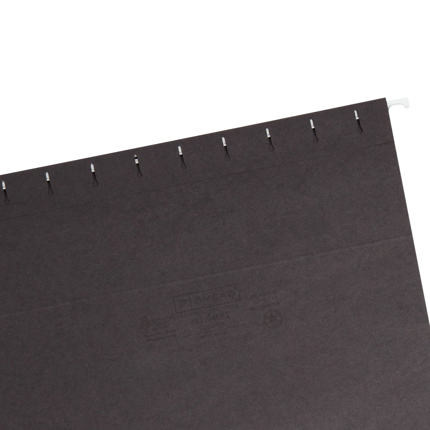 Standard Hanging File Folders with 1/5-Cut Tabs, Black Color, Letter Size, Set of 25, 086486640626