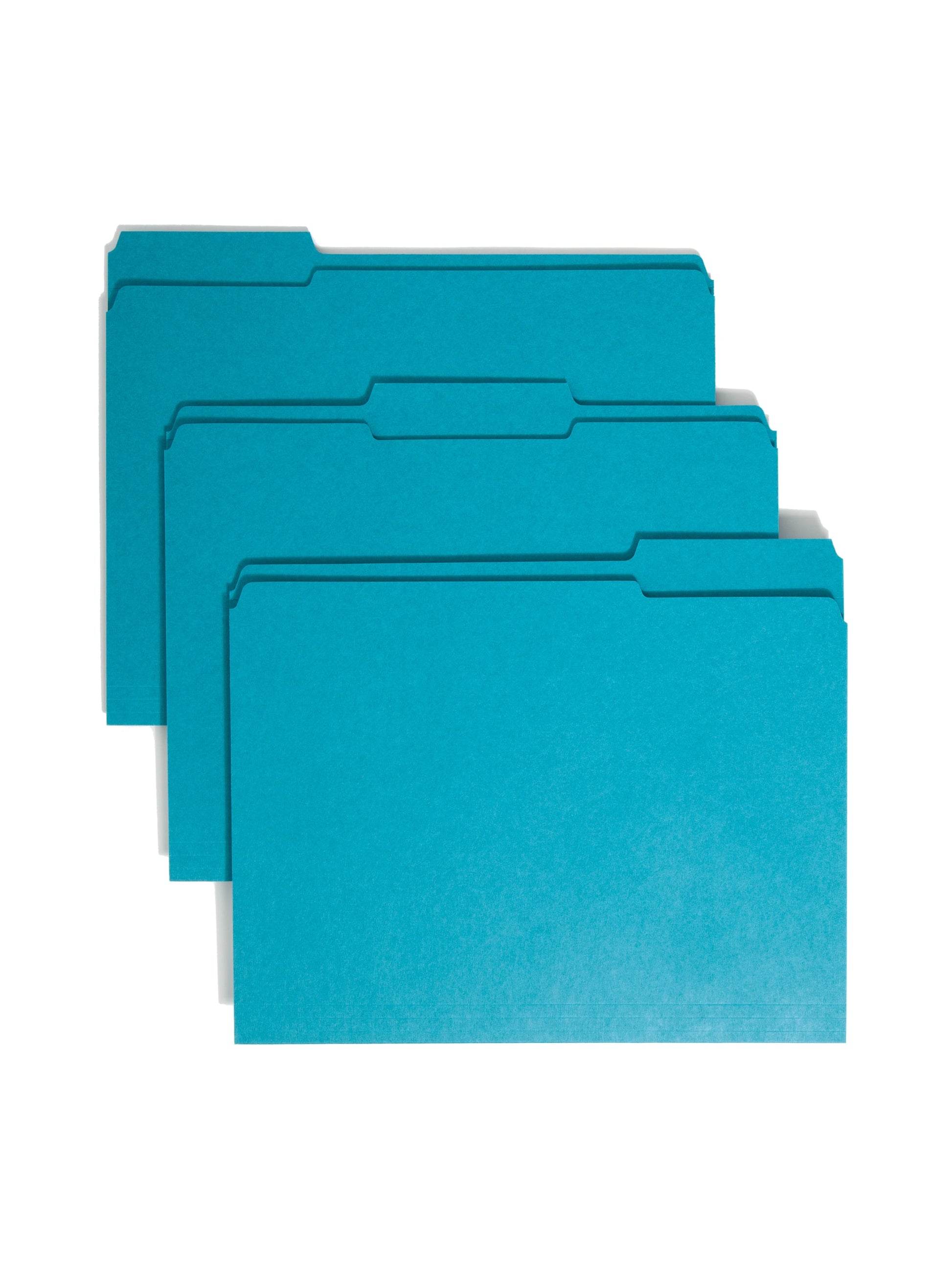 Reinforced Tab File Folders, 1/3-Cut Tab, Teal Color, Letter Size, Set of 100, 086486131346