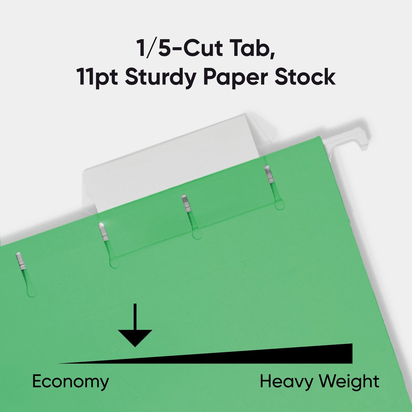 Standard Hanging File Folders with 1/5-Cut Tabs, Green Color, Letter Size, Set of 25, 086486640619