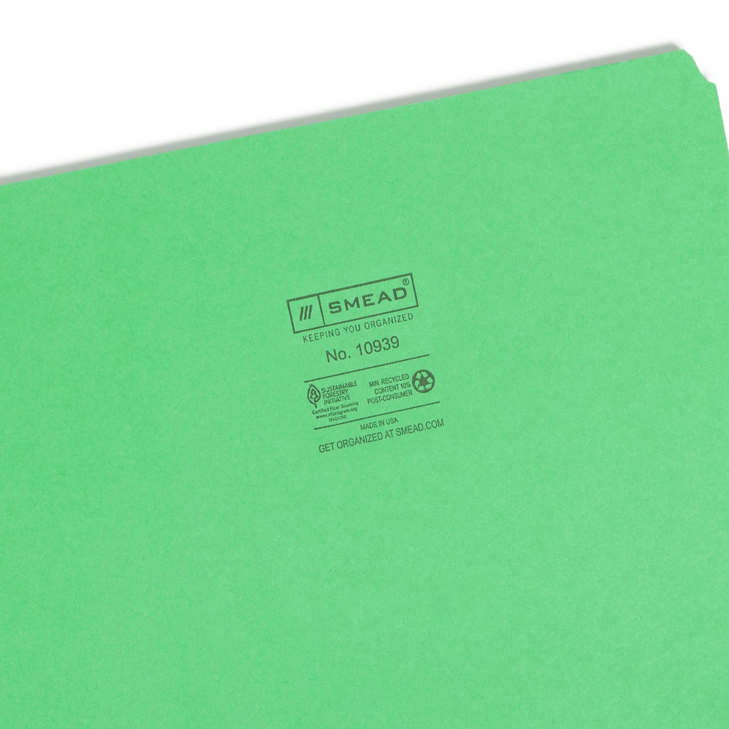 Standard File Folders, Straight-Cut Tab, Green Color, Letter Size, Set of 100, 086486109390