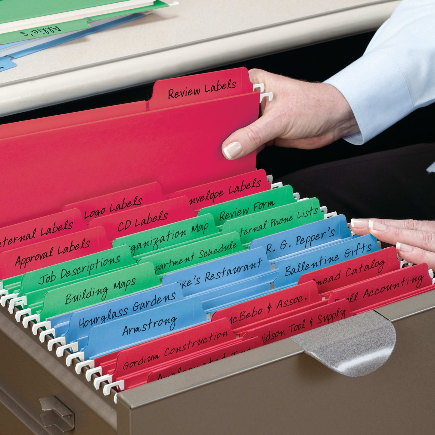 FasTab® Hanging File Folders, 1/3-Cut Tab, Assorted Colors Color, Legal Size, Set of 1, 086486641531