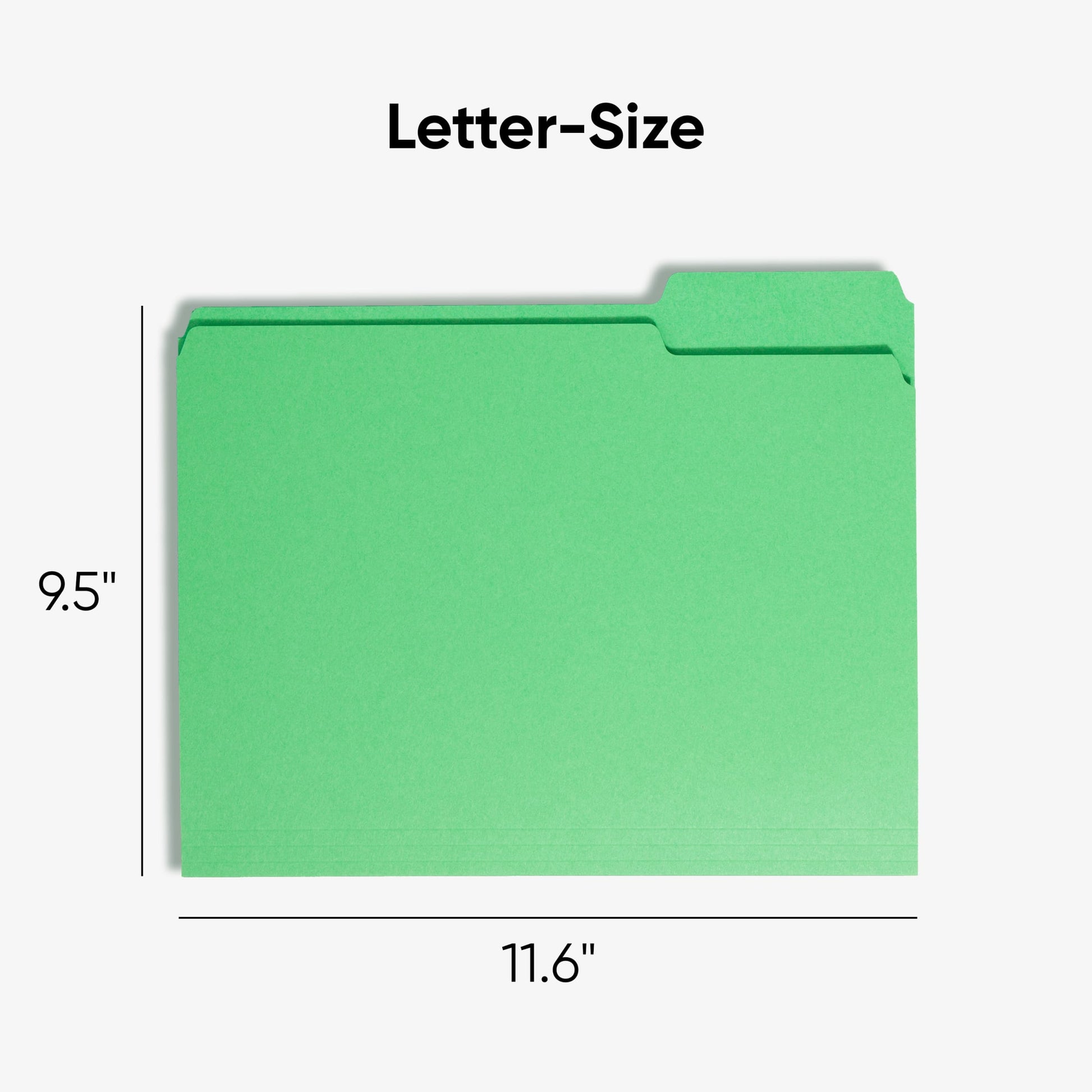 Standard File Folders, 1/3-Cut Tab, Green Color, Letter Size, Set of 100, 086486121439