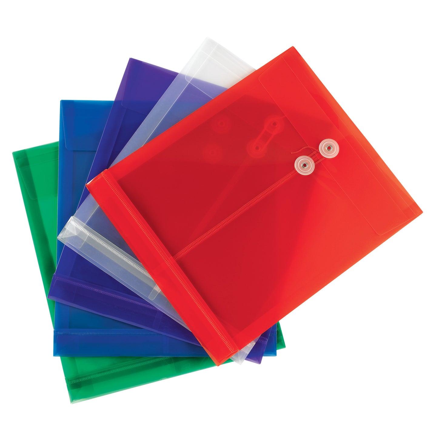 Top Load Poly Envelopes with String Tie Closure, 1-1/4 Inch Expansion, Assorted Colors Color, Letter Size, Set of 5, 086486895019