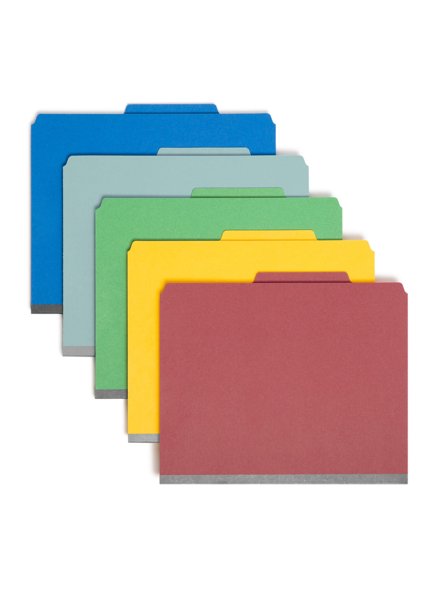 SafeSHIELD® Pressboard Classification File Folders, 2 Dividers, 2 inch Expansion, 2/5-Cut Tab, Assorted Colors Color, Letter Size,