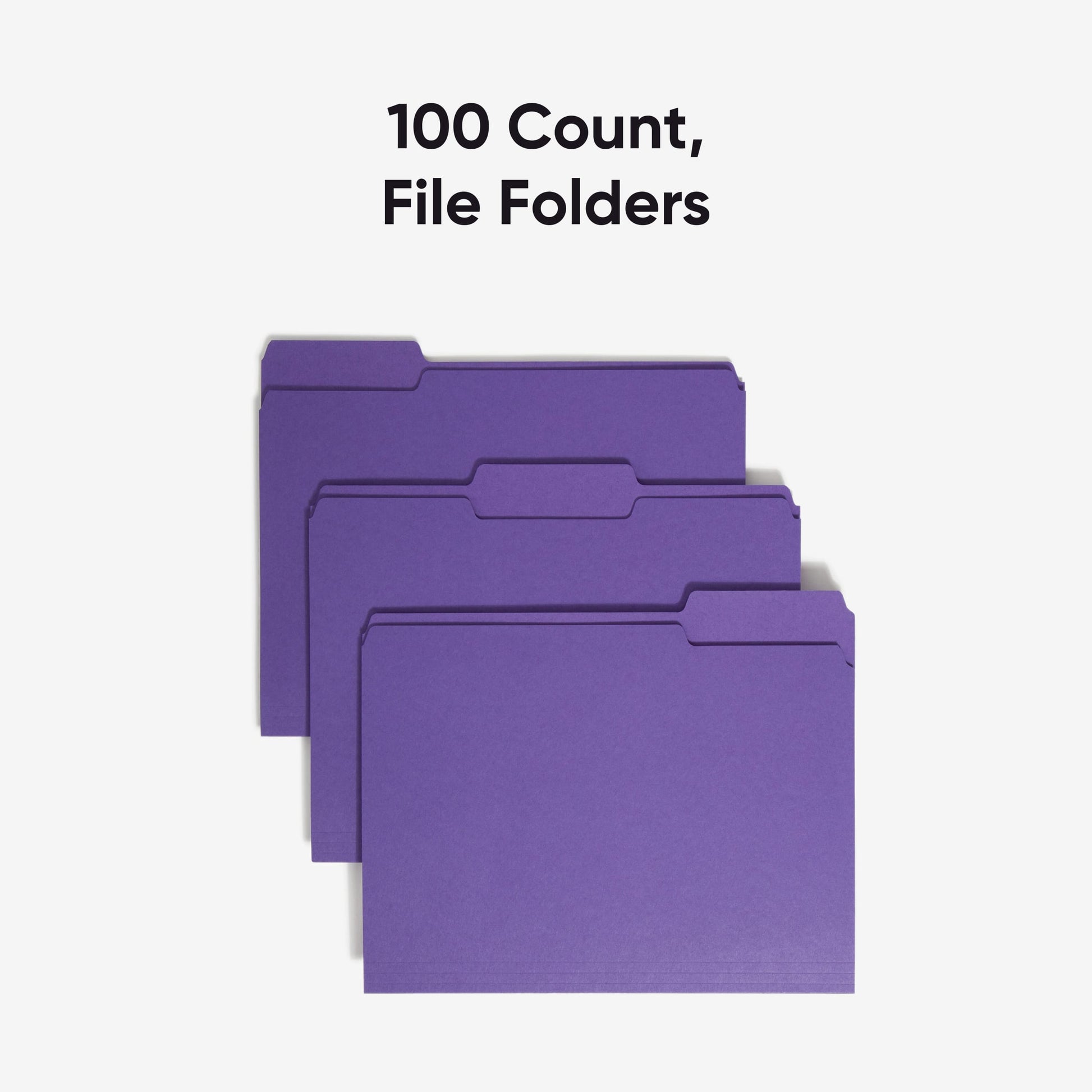 Standard File Folders, 1/3-Cut Tab, Purple Color, Letter Size, Set of 100, 086486130431