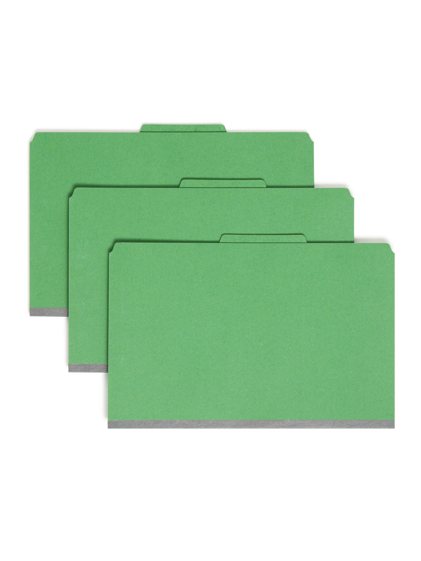 SafeSHIELD® Pressboard Classification File Folders, 1 Divider, 2 inch Expansion, Green Color, Legal Size,