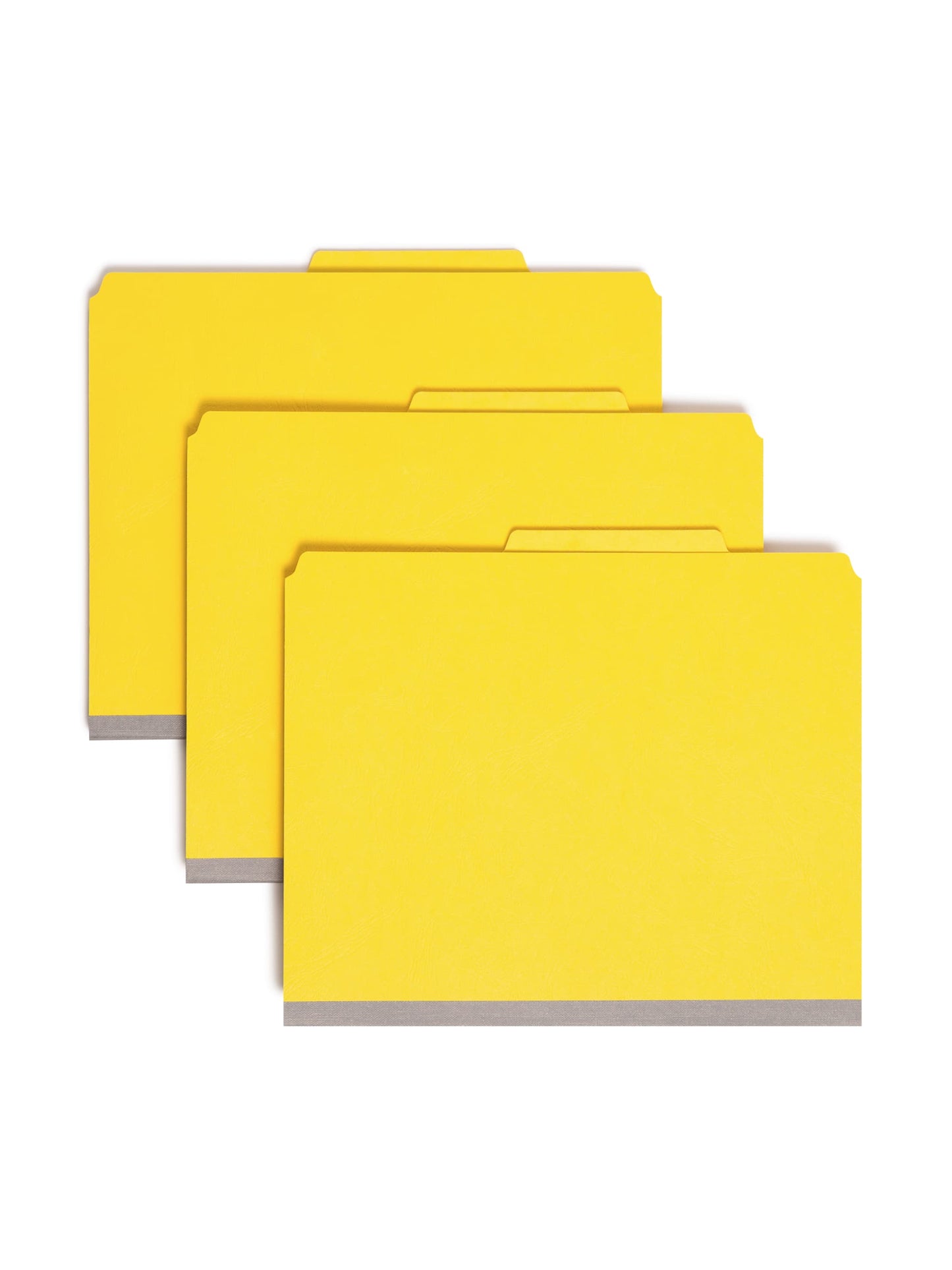SafeSHIELD® Premium Pressboard Classification File Folders, 2 Dividers, 2 inch Expansion, 2/5-Cut Tab, Yellow Color, Letter Size, Set of 10, 30086486142039