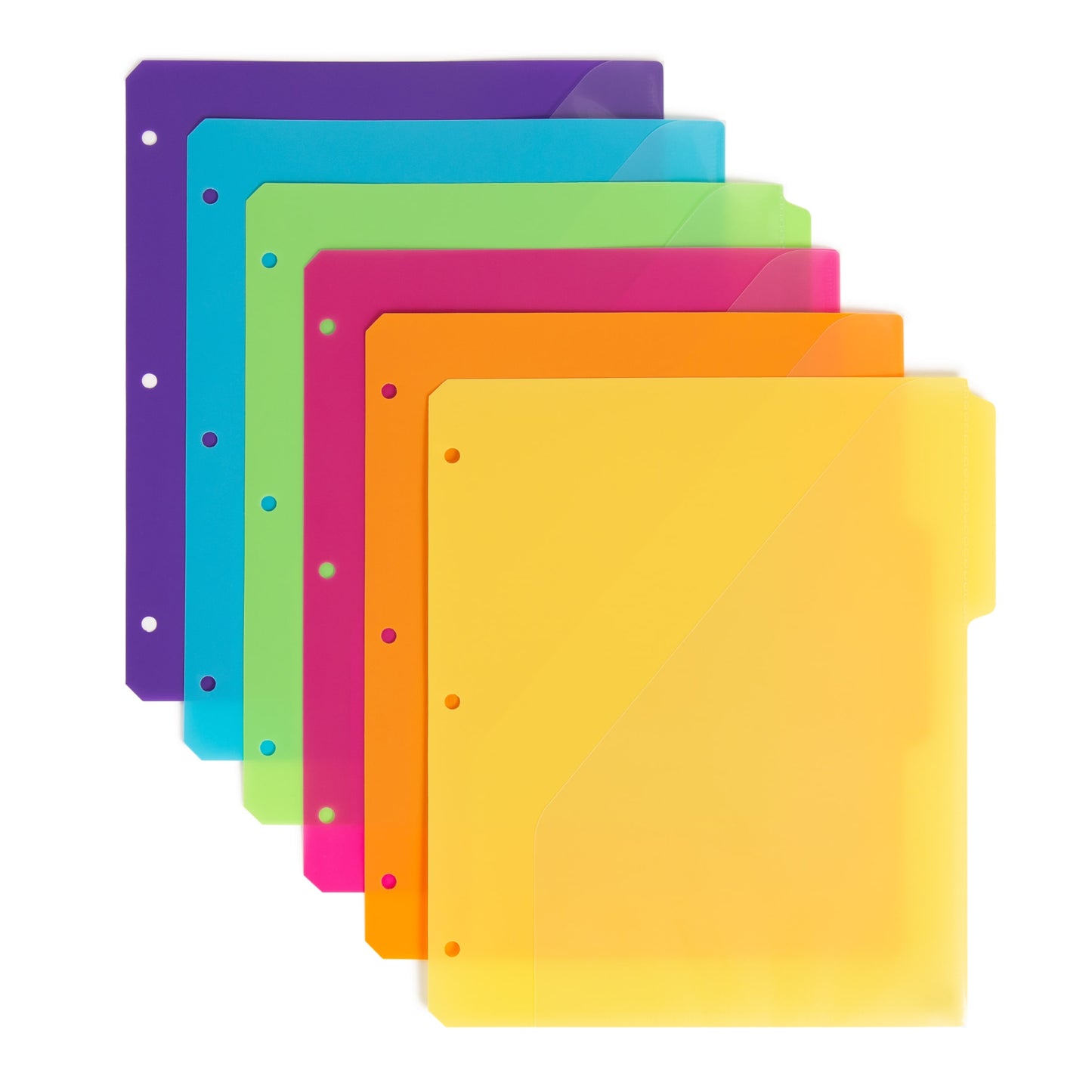 Three-Ring Binder Poly Index Dividers, 6 Dividers Each, 1/3-Cut Tabs, Assorted Colors Color, Letter Size, Set of 30, 30086486894211