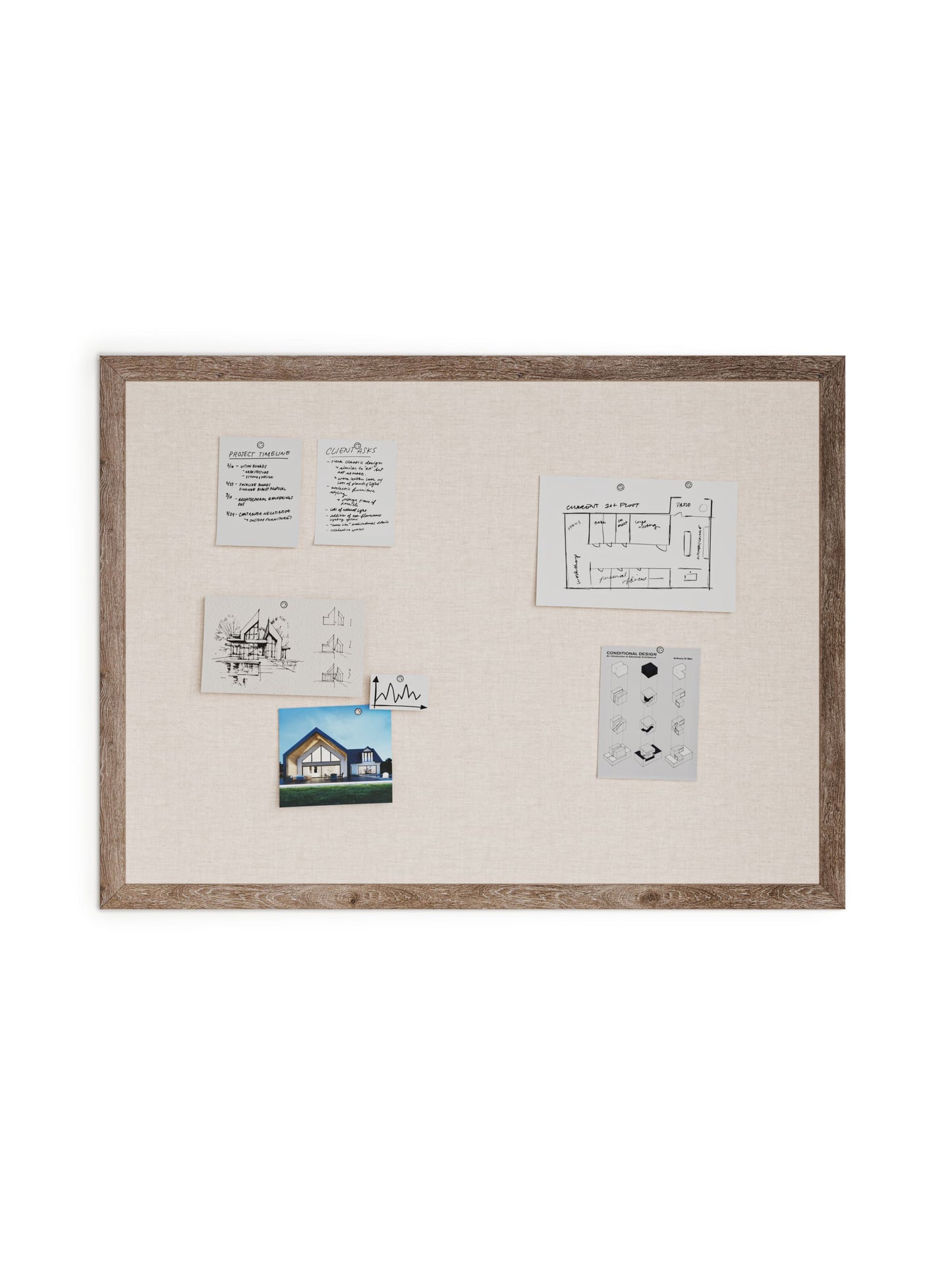 Rustic Frame Linen Bulletin Board, Brown, Beige, 47" x 35", 4 x 3, Beige, 47" X 35" Size, Set of 1, 843463148946