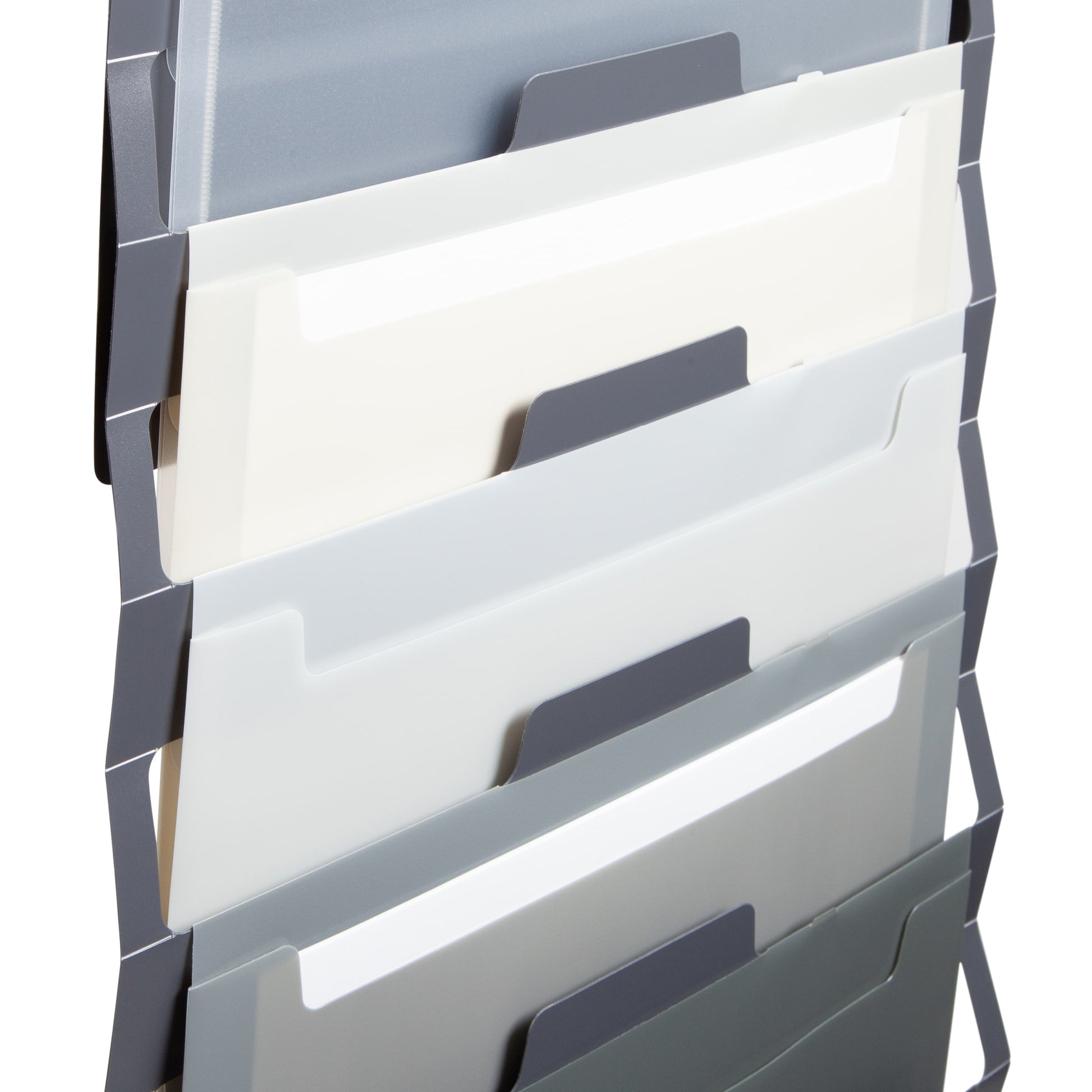 Cascading Wall Organizers, 6 Pockets, Gray Color, Letter Size, Set of 1, 086486920612