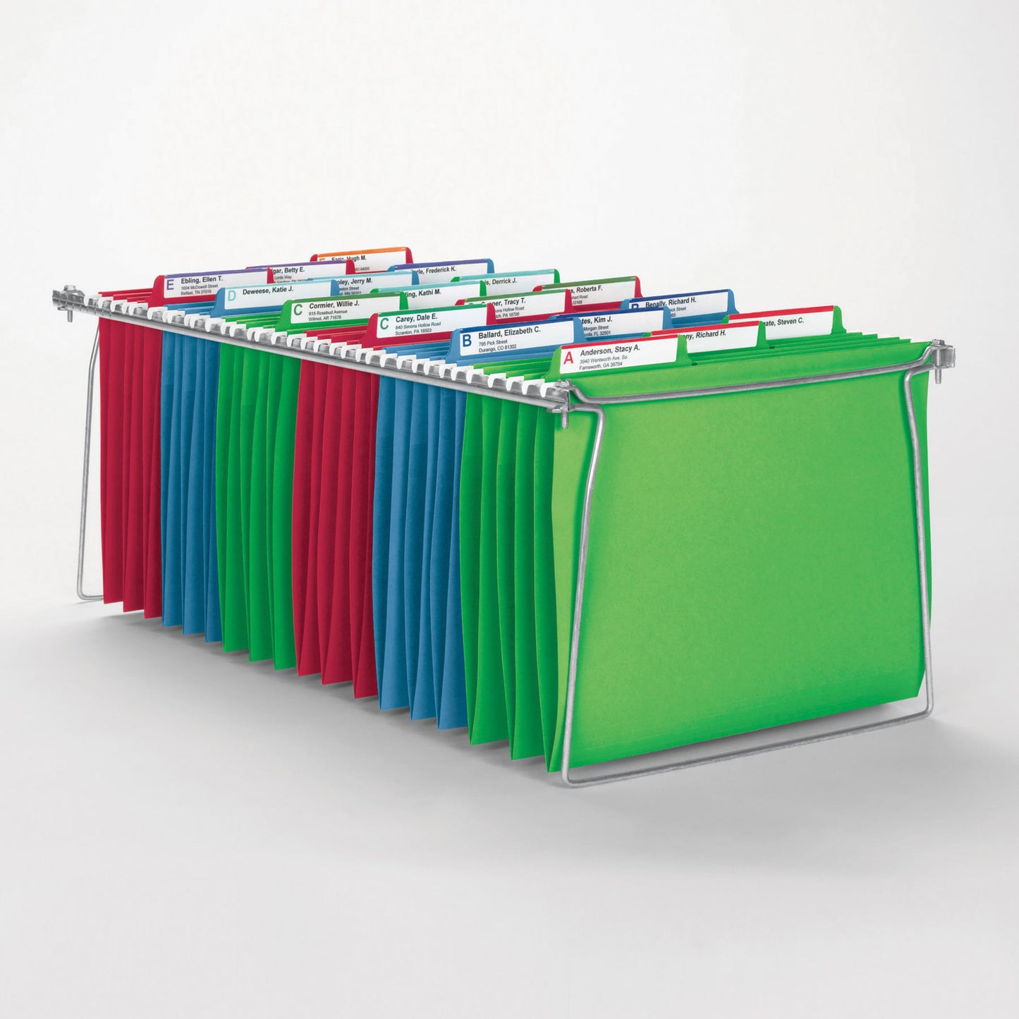 FasTab® Hanging File Folders, 1/3-Cut Tab, Assorted Colors Color, Letter Size, Set of 1, 086486640534