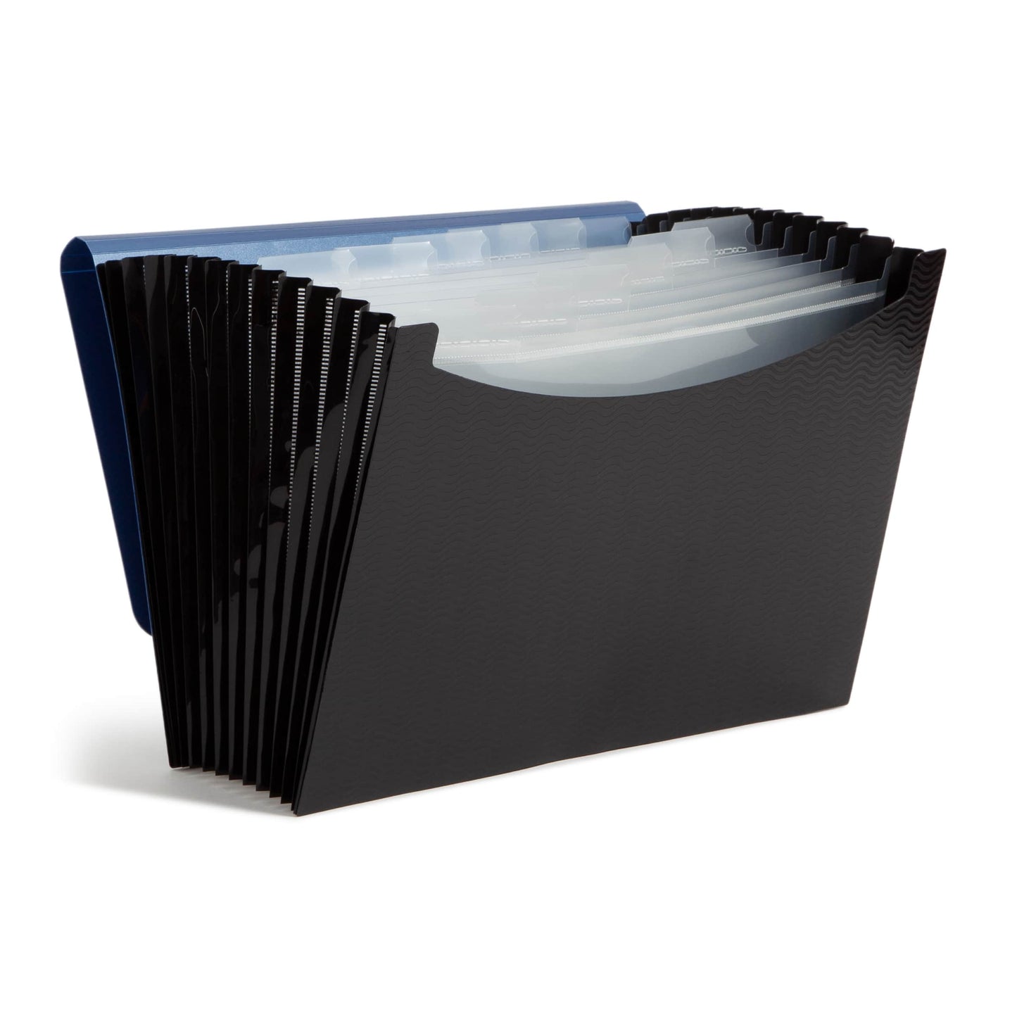 Poly Expanding Files with Flap, 12 Pockets, Wave Pattern, Blue Color, Letter Size, Set of 1, 086486708630