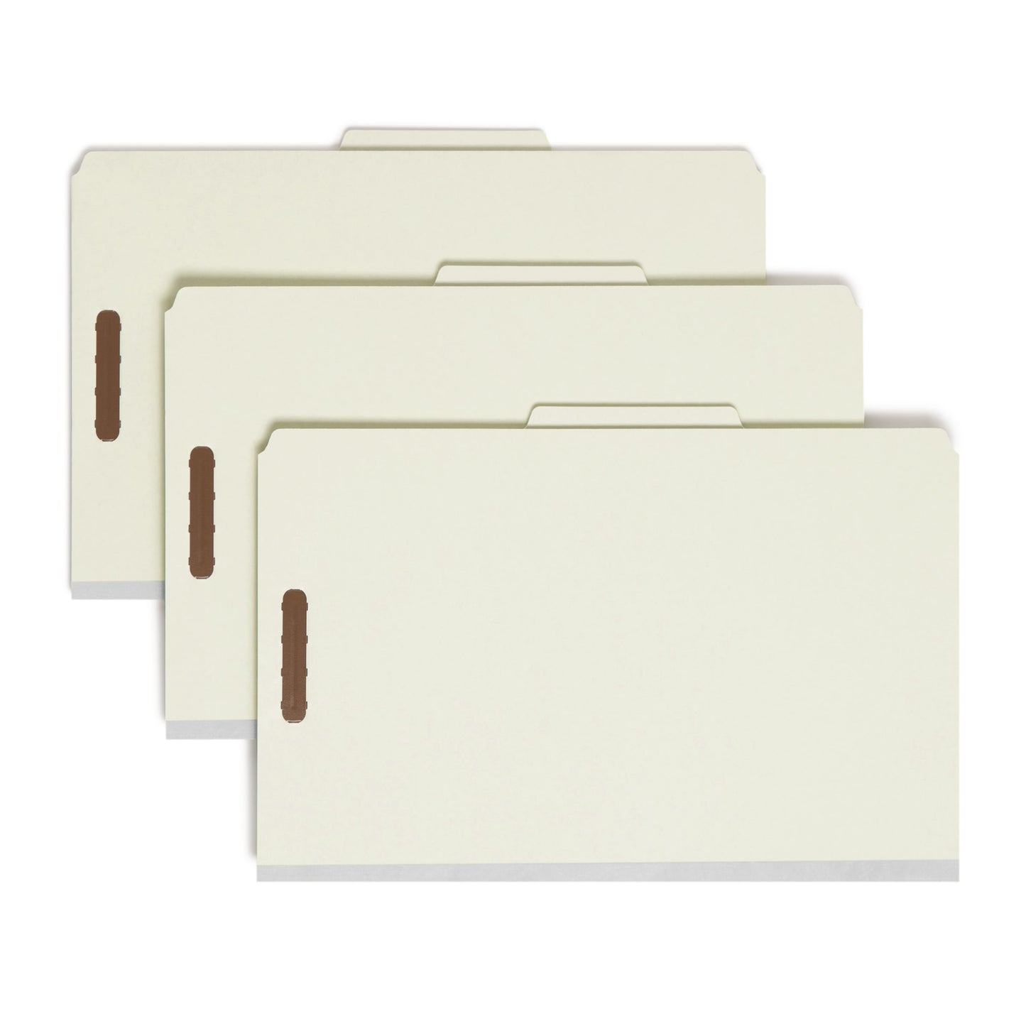 SafeSHIELD® Pressboard Classification File Folders, 3 Dividers, 3 inch Expansion, Gray/Green Color, Legal Size, Set of 10, 30086486190931