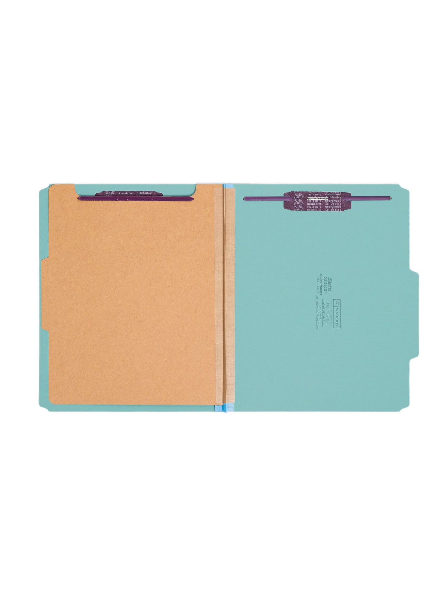 SafeSHIELD® Pressboard Classification File Folders, 1 Divider, 2 inch Expansion, Blue Color, Letter Size,