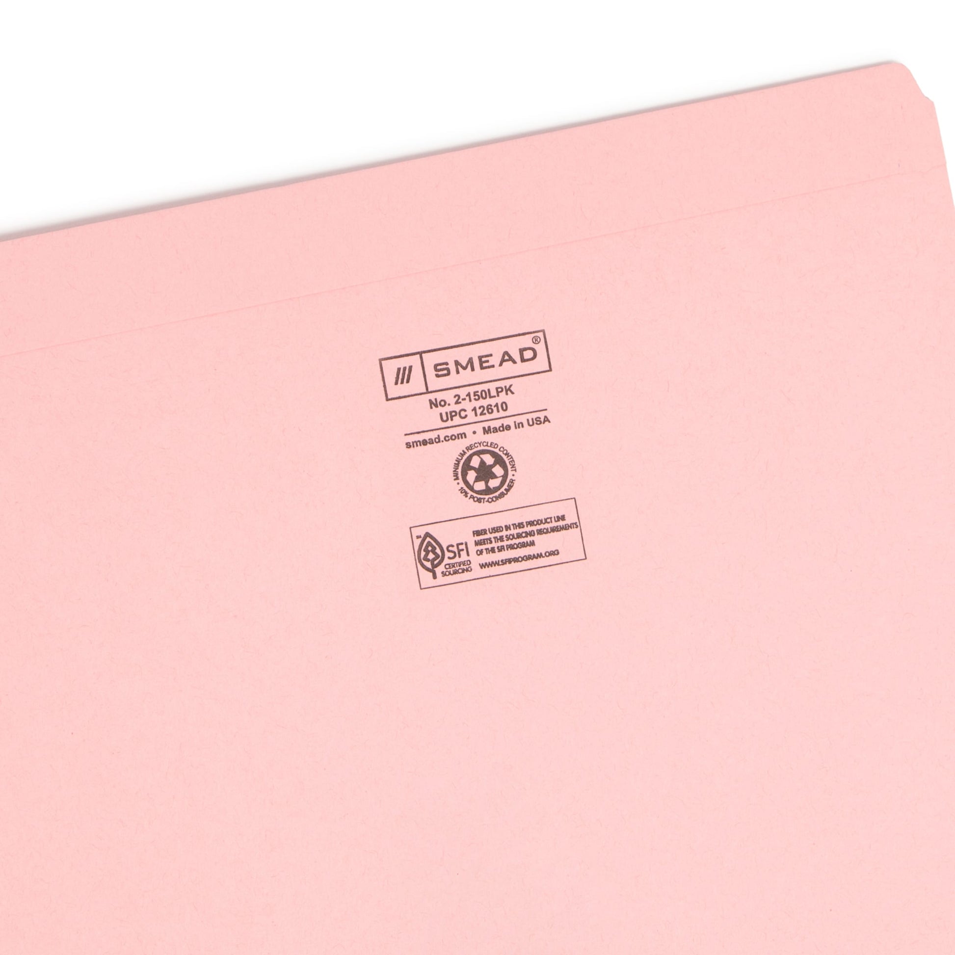 Reinforced Tab File Folders, Straight-Cut Tab, Pink Color, Letter Size, Set of 100, 086486126106