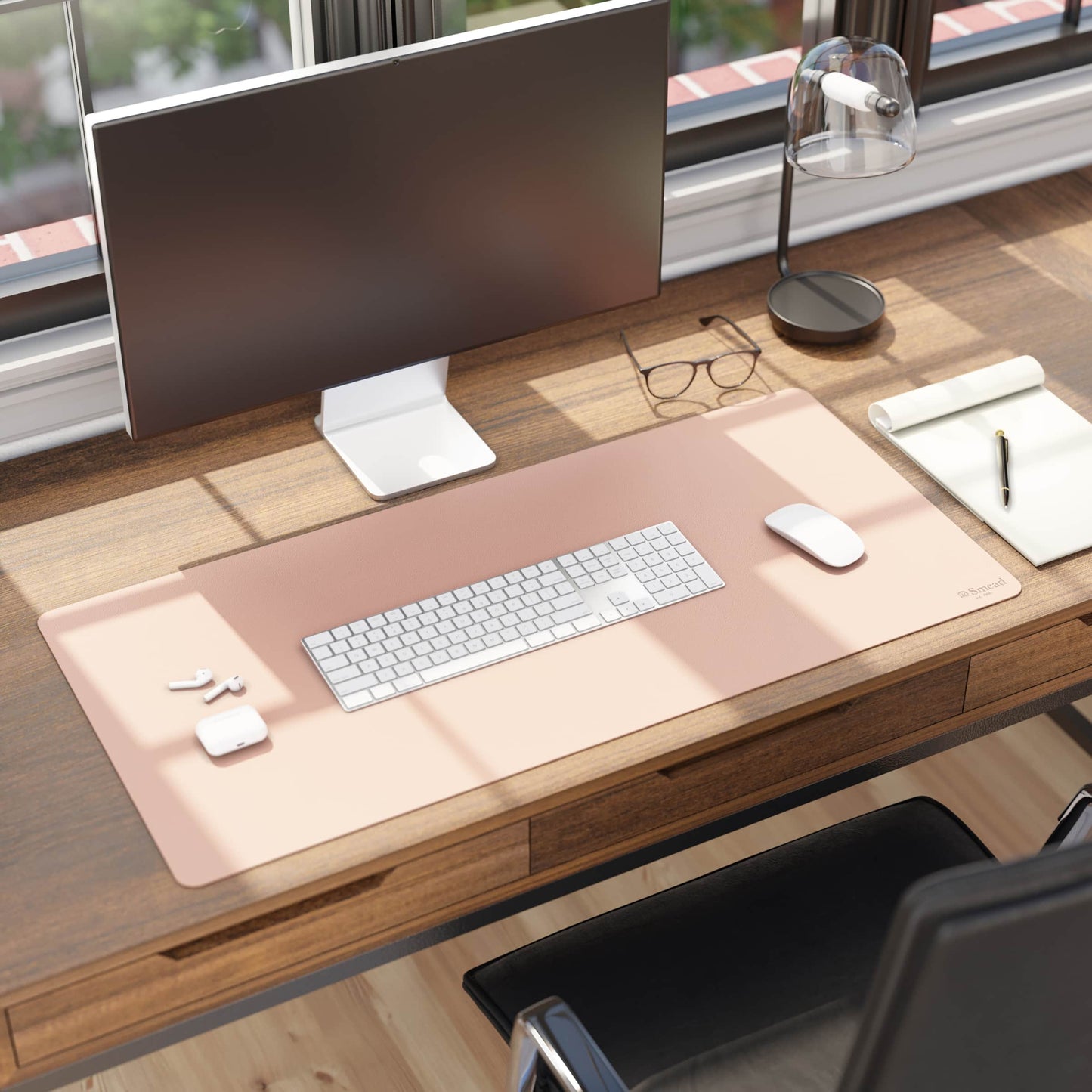 Vegan Leather Desk Pad, Dusty Rose Color, 36"X17" Size, Set of 1, 086486648295