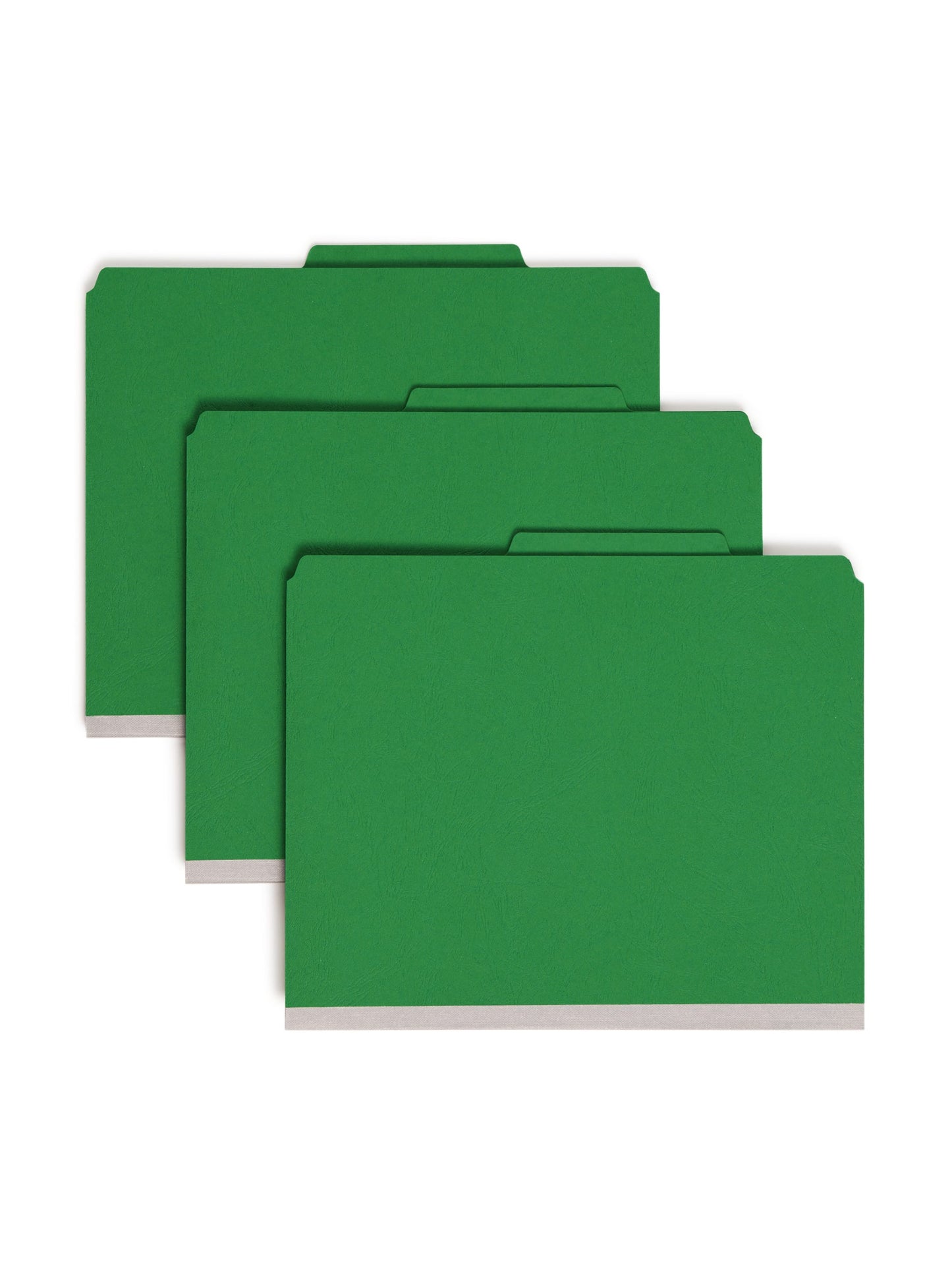SafeSHIELD® Premium Pressboard Classification File Folders, 2 Dividers, 2 inch Expansion, 2/5-Cut Tab, Green Color, Letter Size, Set of 10, 30086486142015