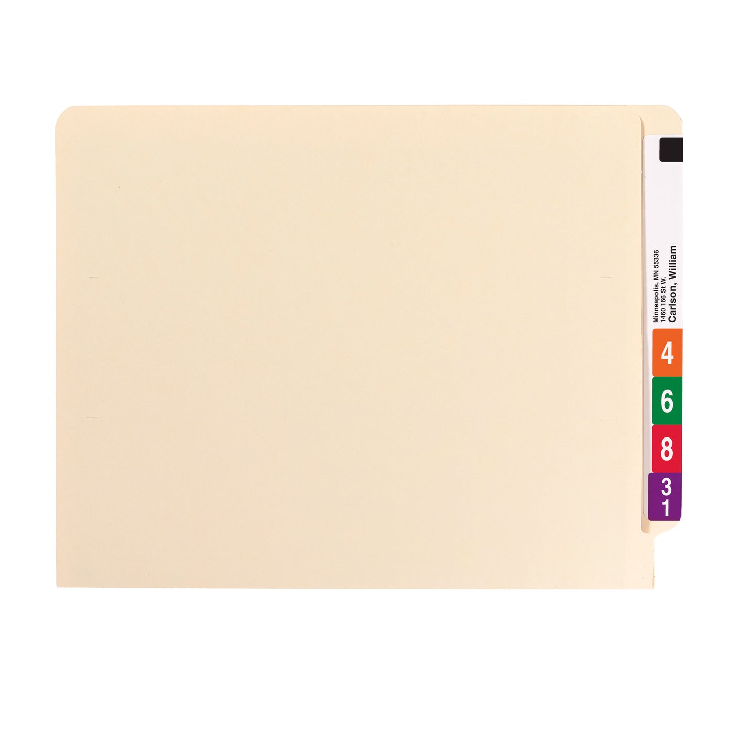 100% Recycled Shelf-Master® Reinforced End Tab Fastener File Folders, Straight-Cut Tab, Manila Color, Letter Size, Set of 50, 086486341608