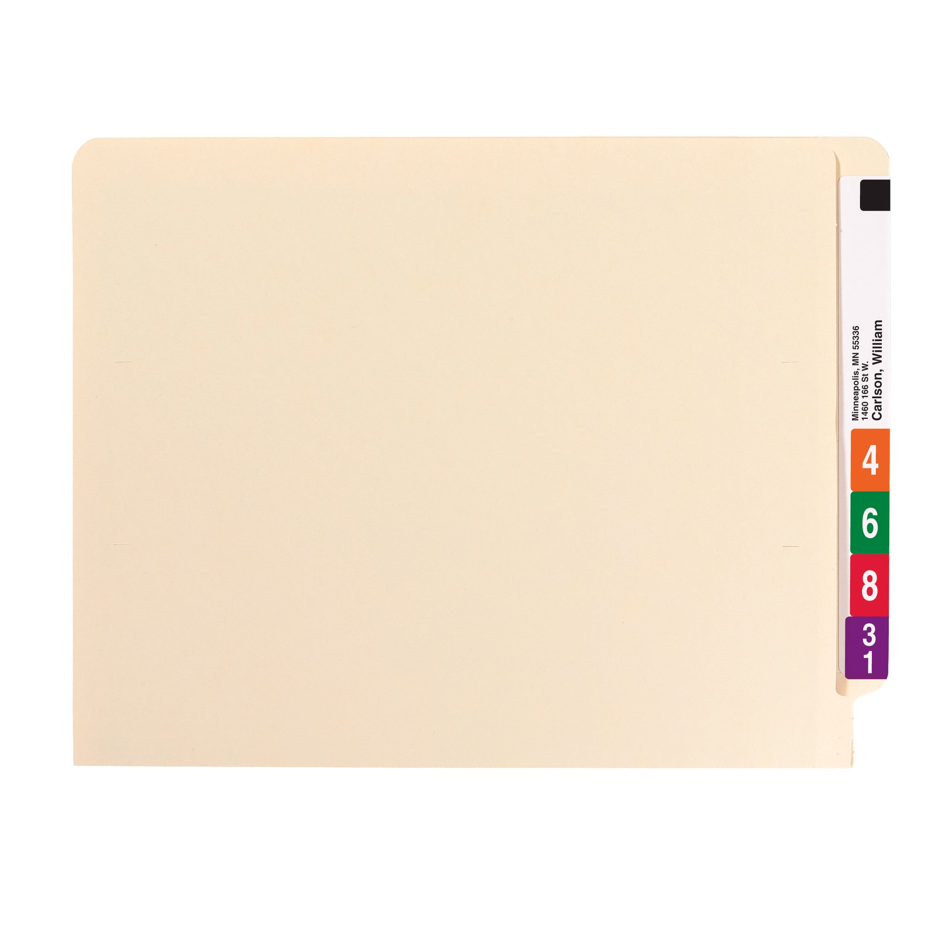 100% Recycled Shelf-Master® Reinforced End Tab Fastener File Folders, Straight-Cut Tab, Manila Color, Letter Size, Set of 50, 086486341608