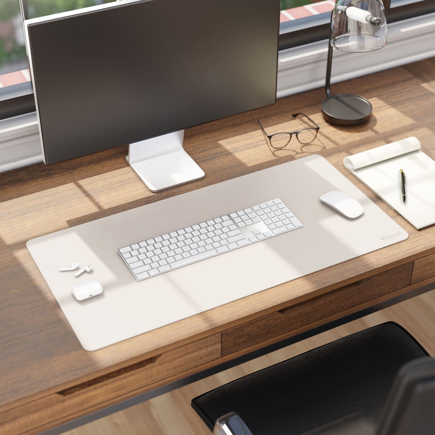 Vegan Leather Desk Pad, Sandstone Color, 31.5"X15.7" Size, Set of 1, 086486648318