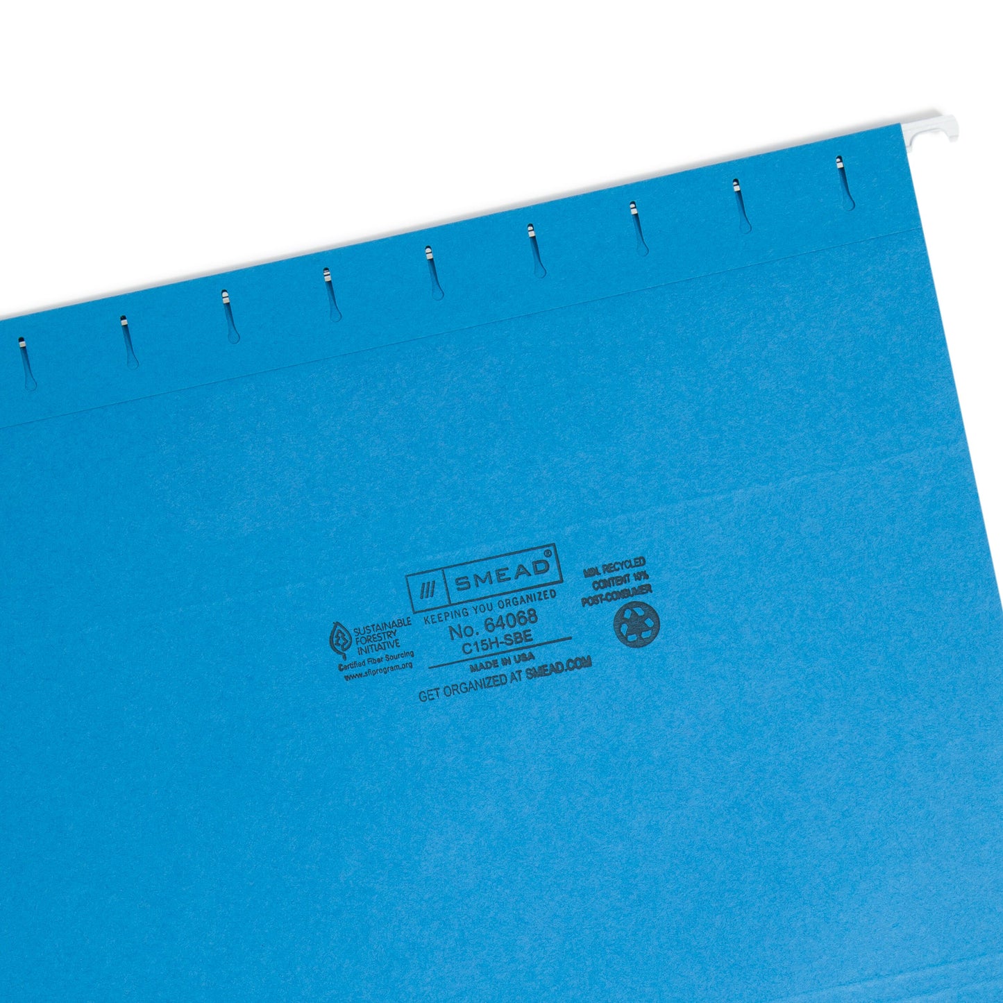 Standard Hanging File Folders with 1/5-Cut Tabs, Sky Blue Color, Letter Size, Set of 25, 086486640688