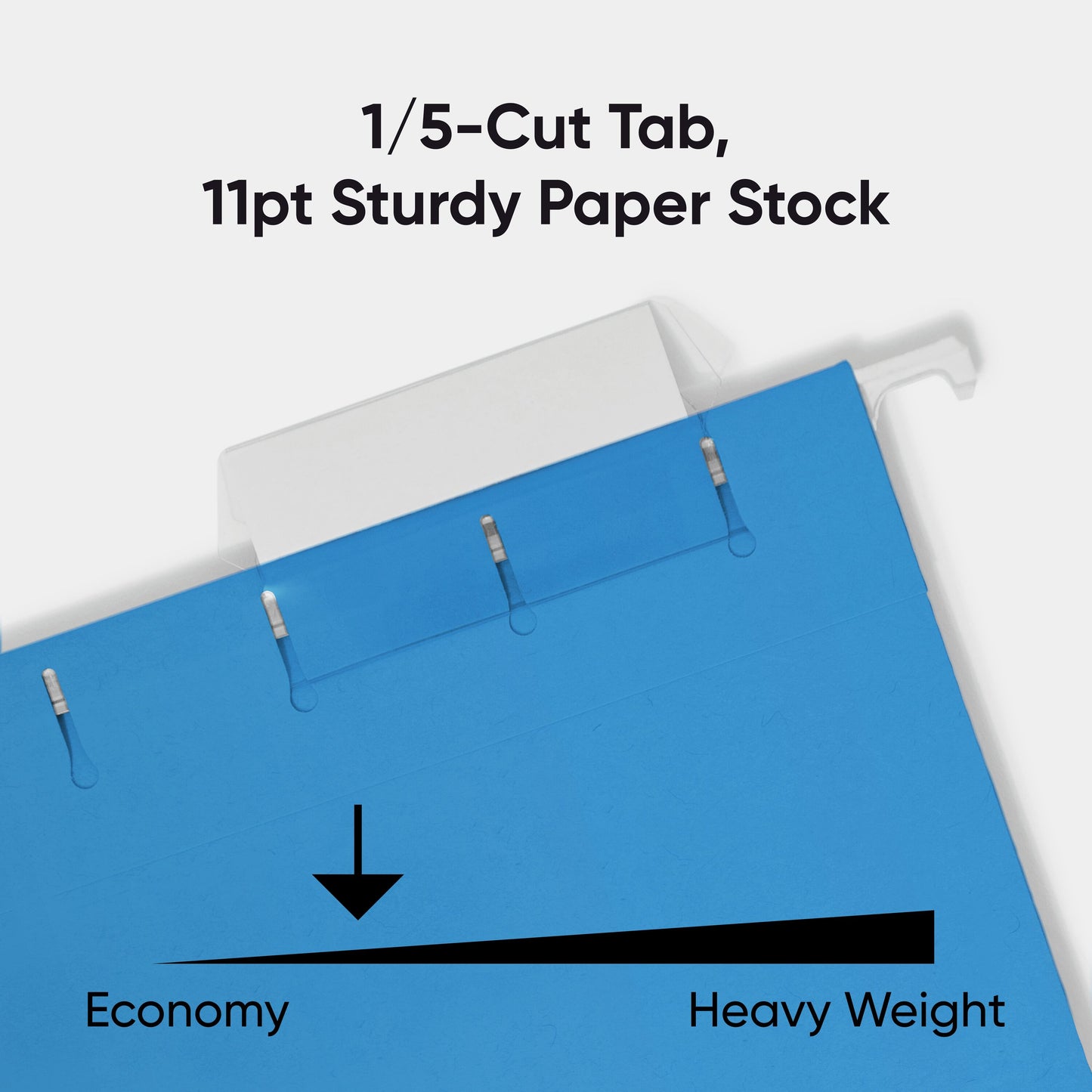 Standard Hanging File Folders with 1/5-Cut Tabs, Sky Blue Color, Letter Size, Set of 25, 086486640688