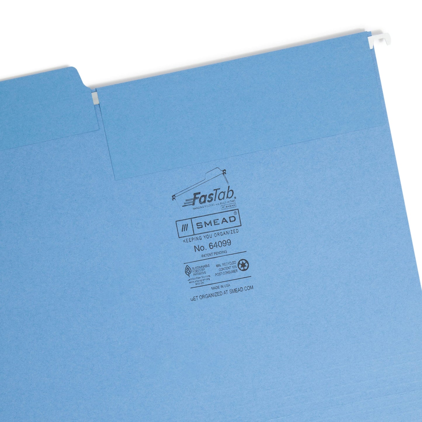 FasTab® Hanging File Folders, 1/3-Cut Tab, Blue Color, Letter Size, Set of 20, 086486640992