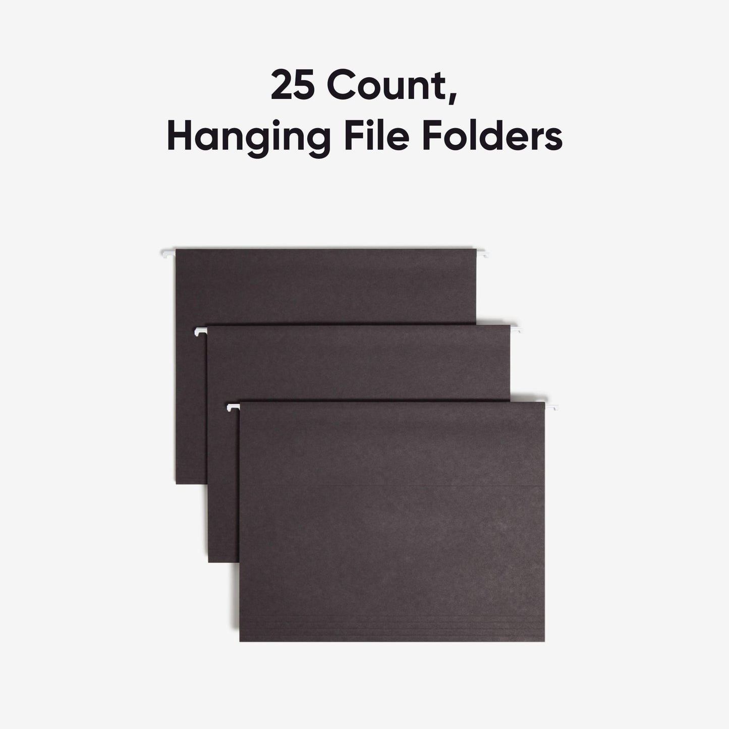 Standard Hanging File Folders with 1/5-Cut Tabs, Black Color, Letter Size, Set of 25, 086486640626
