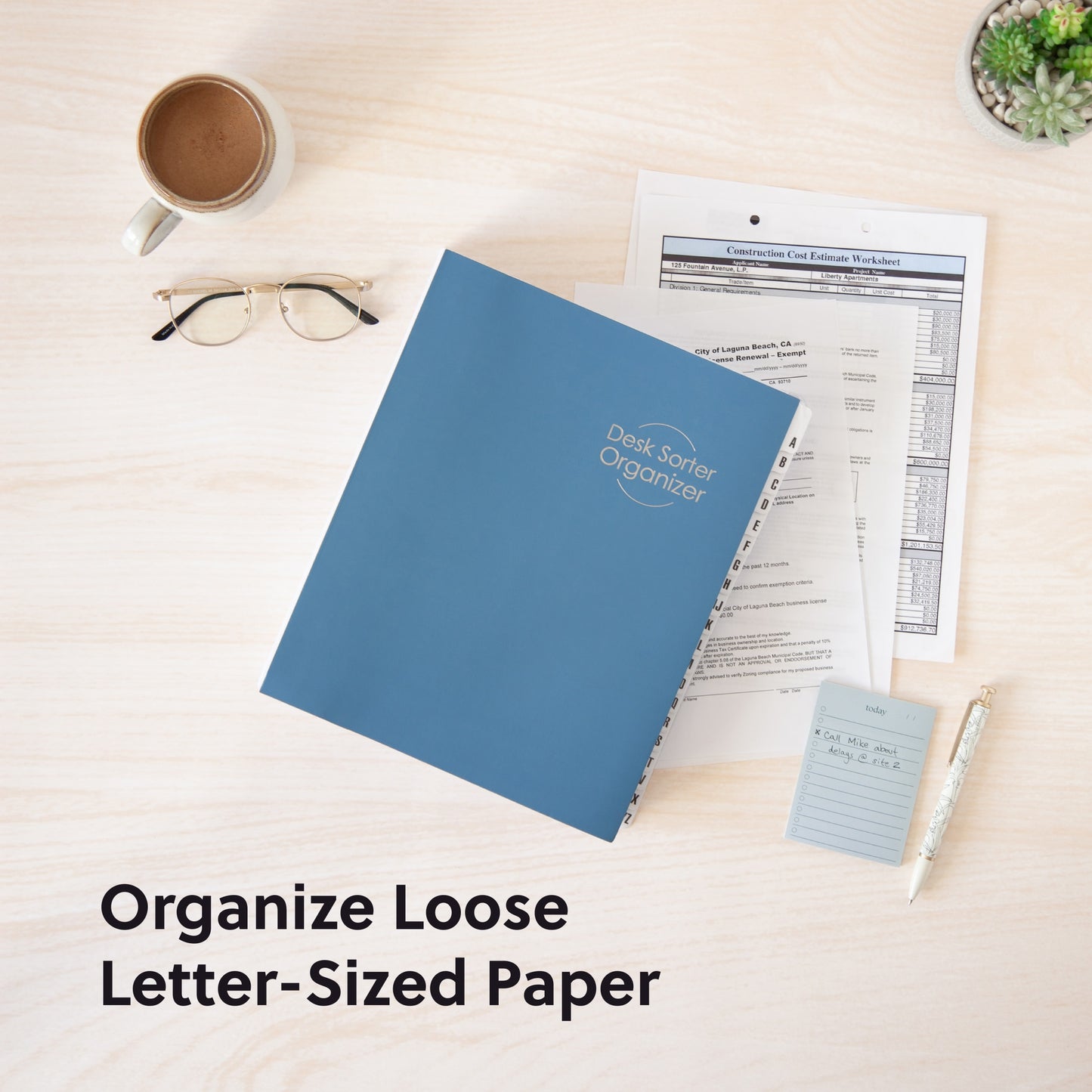 Desk File/Sorters, Dark Blue Color, Letter Size, Set of 1, 086486892827