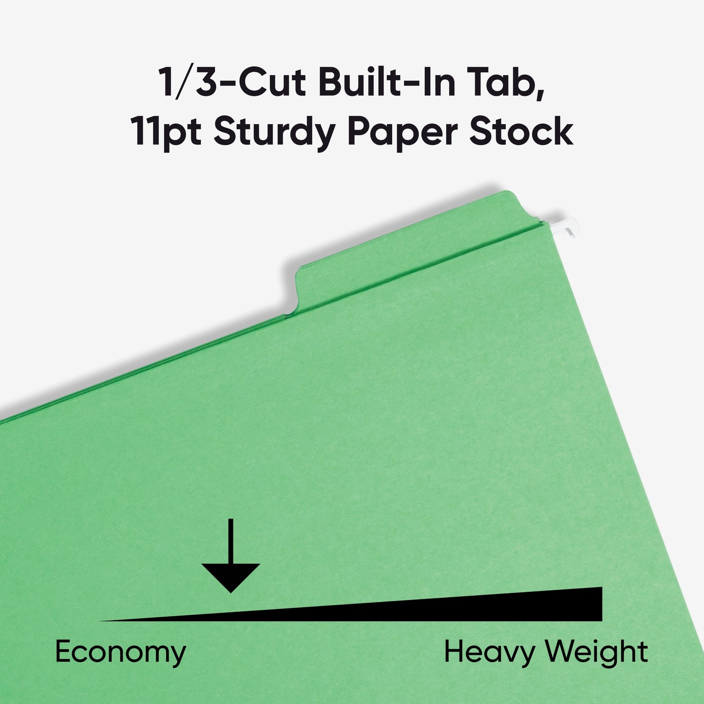FasTab® Hanging File Folders, 1/3-Cut Tab, Green Color, Letter Size, Set of 20, 086486640985