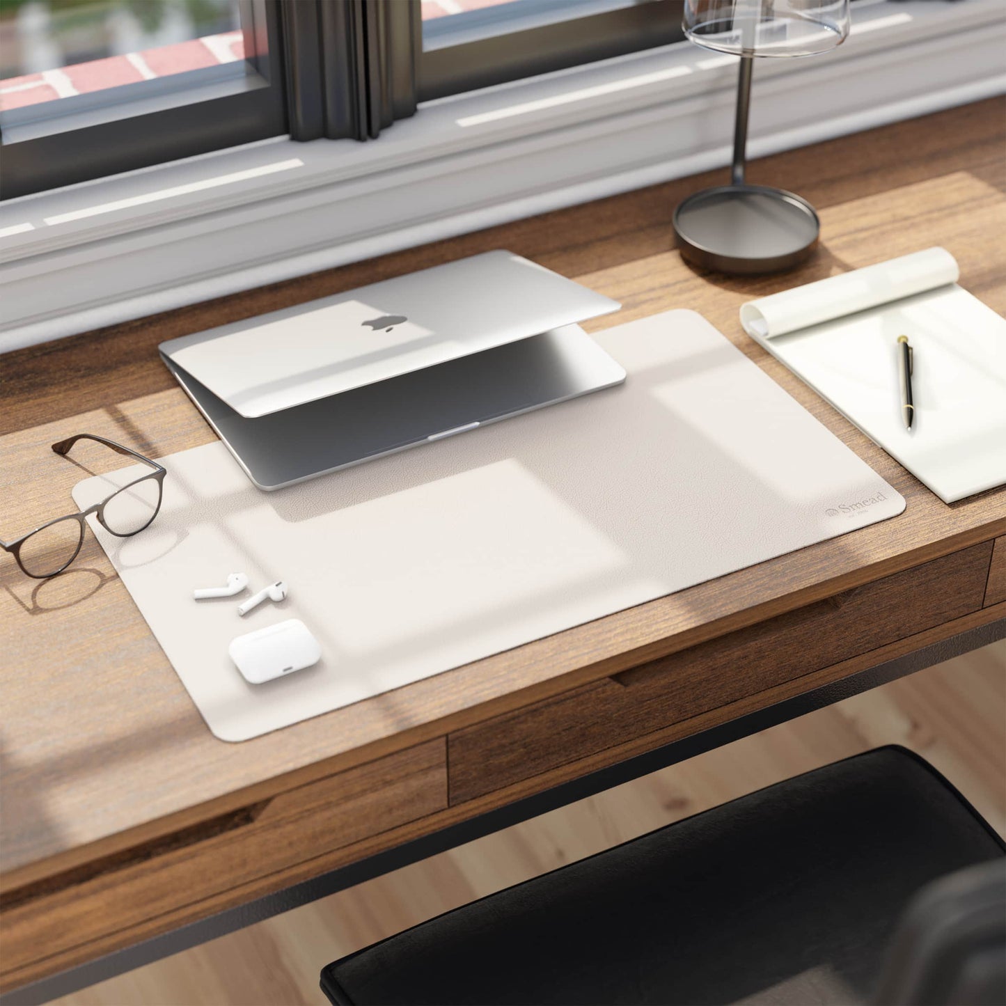 Vegan Leather Desk Pad, Sandstone Color, 23.6"X13.7" Size, Set of 1, 086486648363