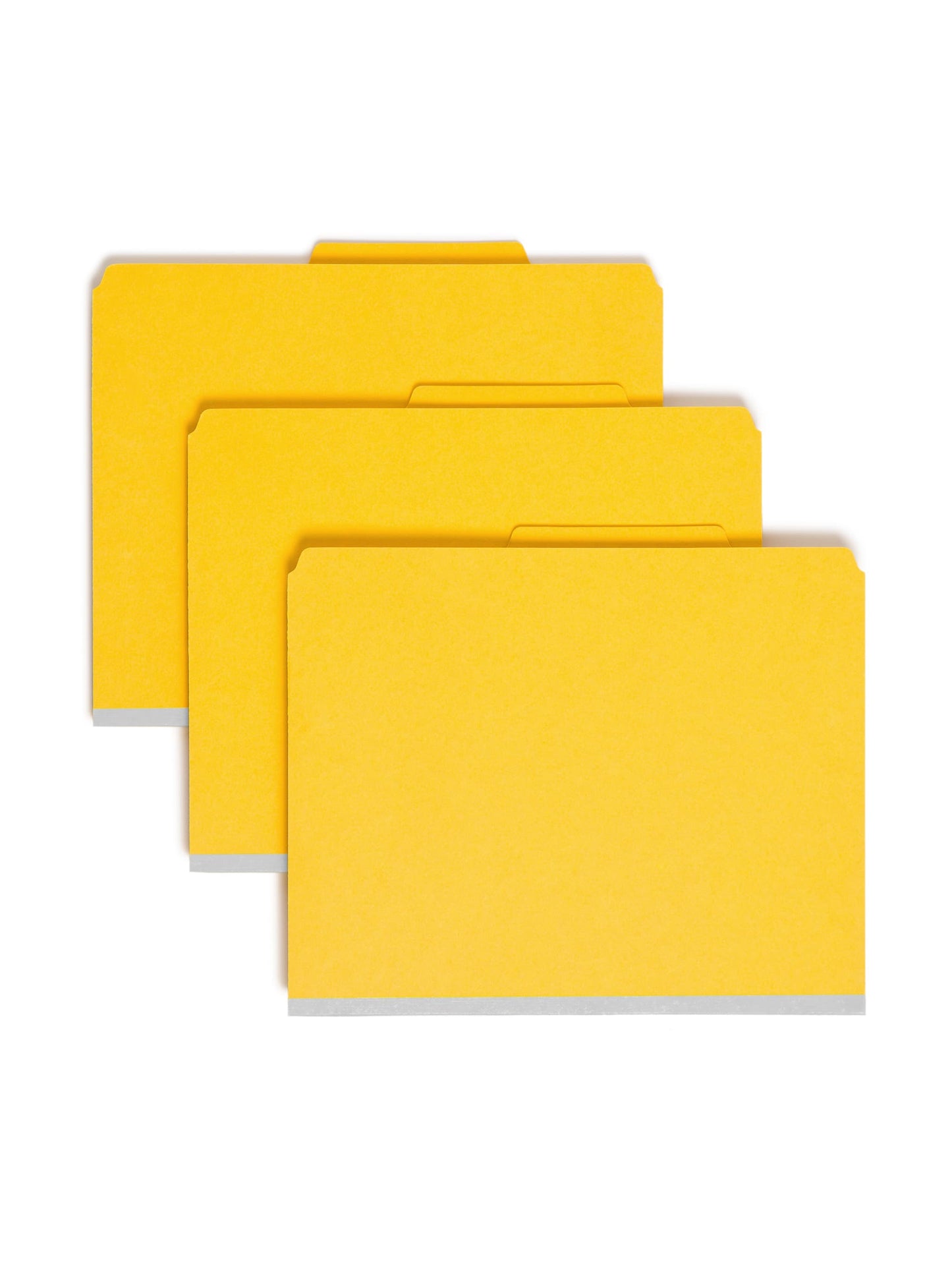 SafeSHIELD® Pressboard Classification File Folders, 1 Divider, 2 inch Expansion, Yellow Color, Letter Size,