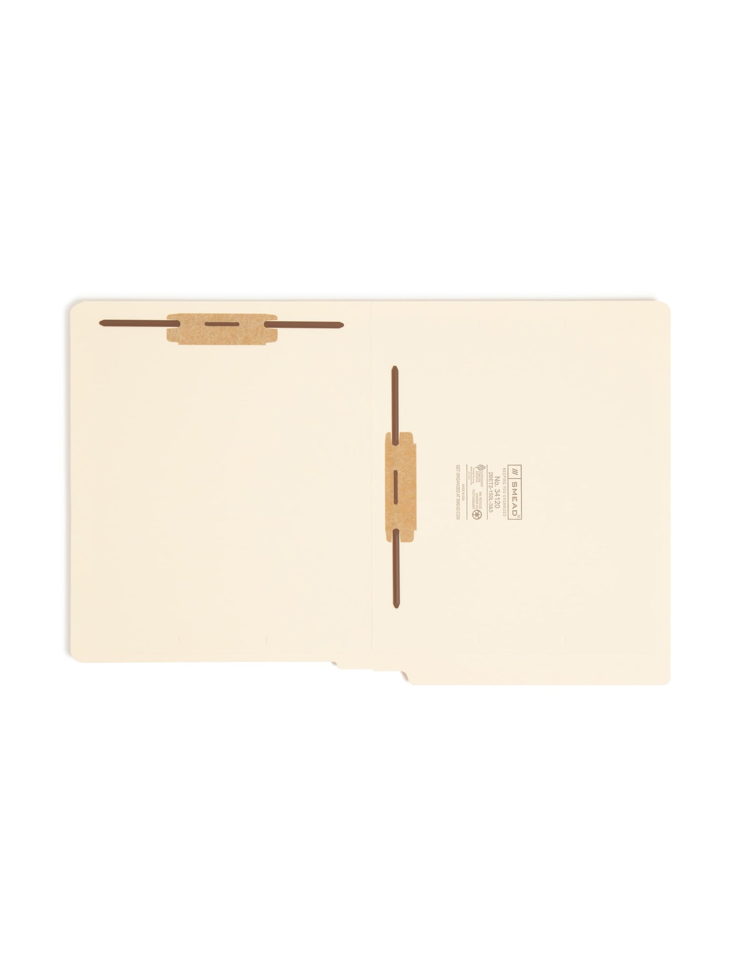 Shelf-Master® Reinforced End Tab Fastener File Folders, Straight-Cut Tab, 2 Fasteners, Positions 3 and 5, Manila Color, Letter Size, Set of 50, 086486341202