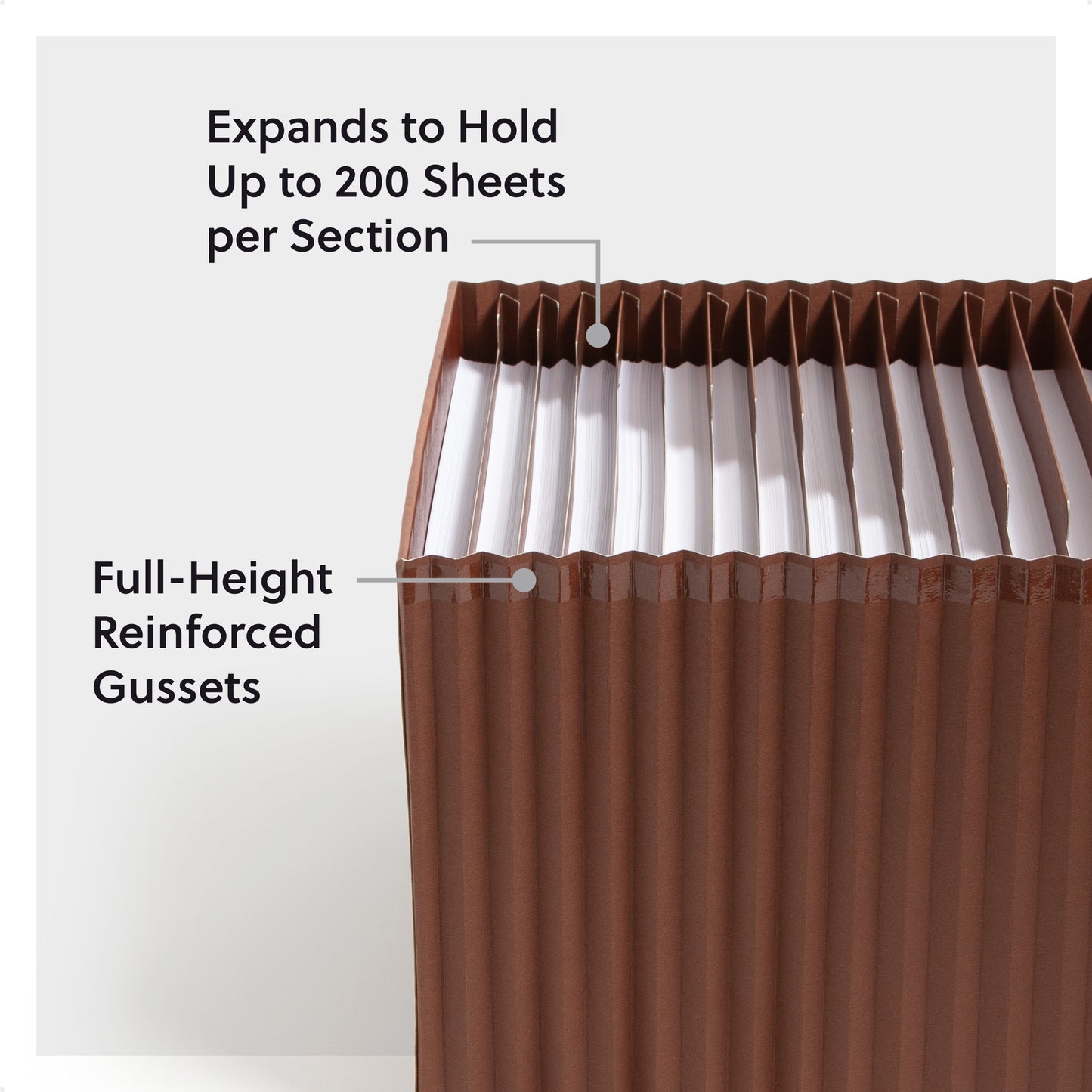 TUFF® Vegan Leather Expanding Files, 31 Pockets, Numerical , Brown Color, Letter Size, Set of 1, 086486737852