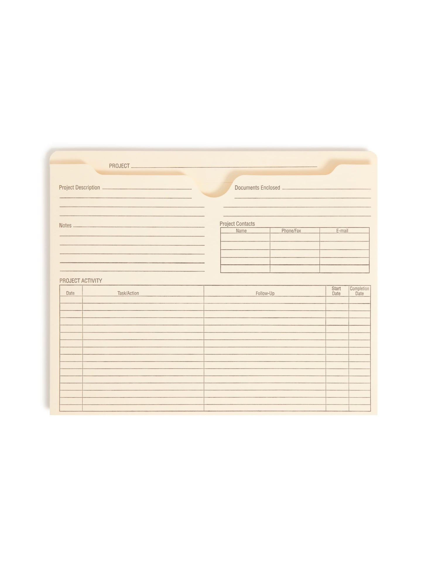 Project File Jackets, 2-Inch Expansion, Preprinted Front, Back, Straight-Cut Tab, Manila Color, Letter Size, Set of 0, 30086486756229