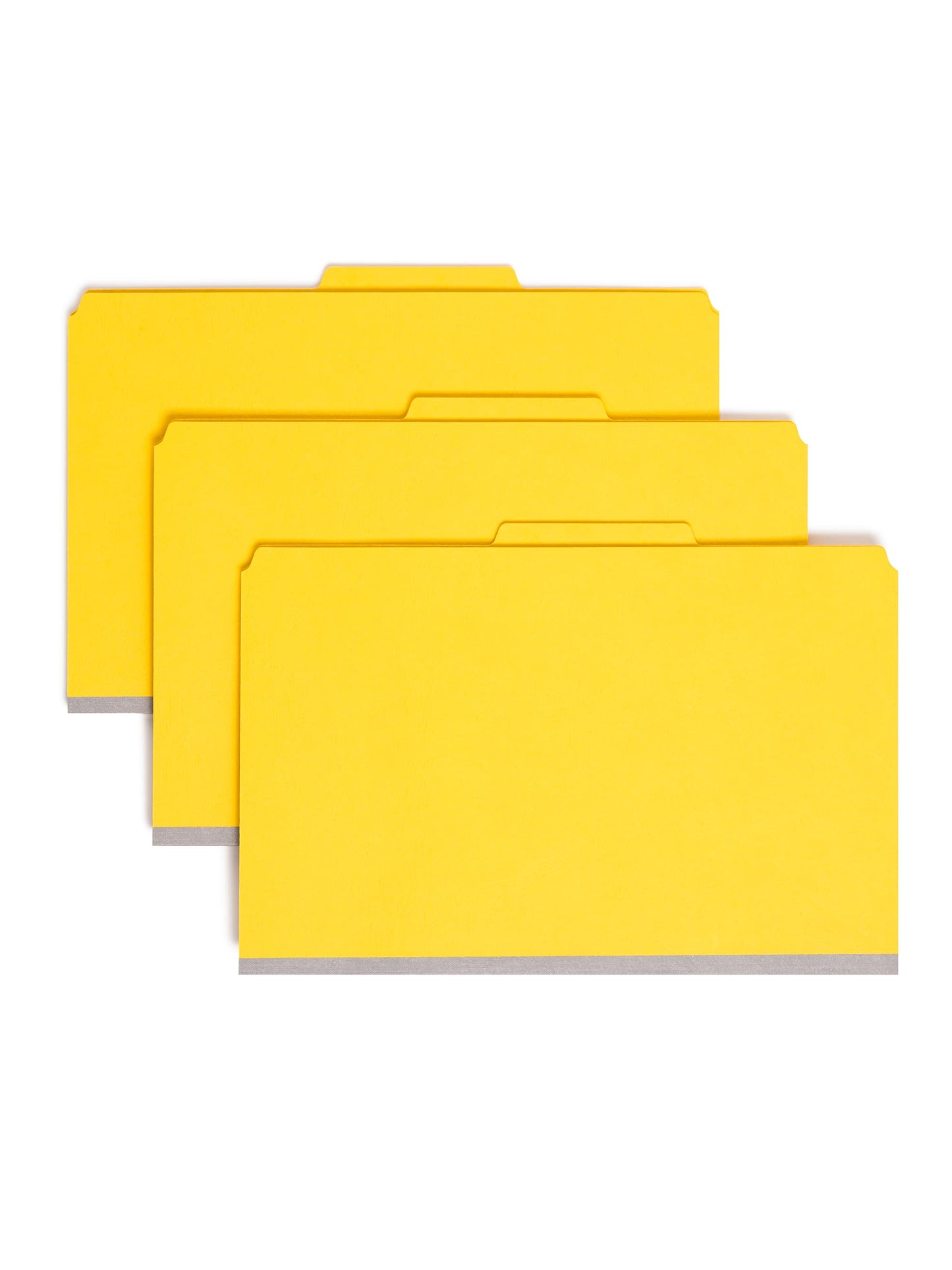 SafeSHIELD® Premium Pressboard Classification File Folders, 2 Dividers, 2 inch Expansion, 2/5-Cut Tab, Yellow Color, Legal Size, Set of 10, 30086486192034