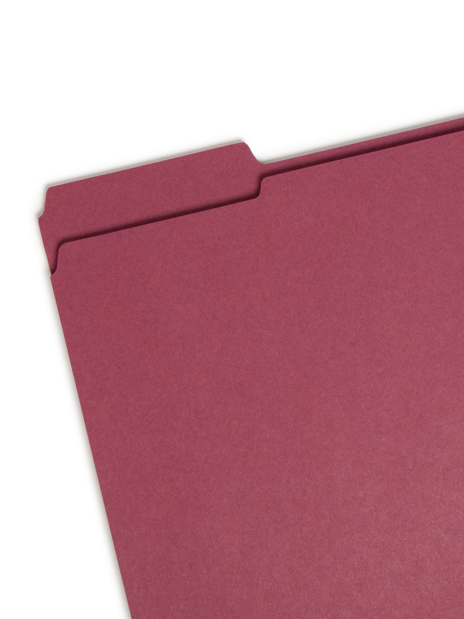 Reinforced Tab File Folders, 1/3-Cut Tab, Maroon Color, Letter Size, Set of 100, 086486130844