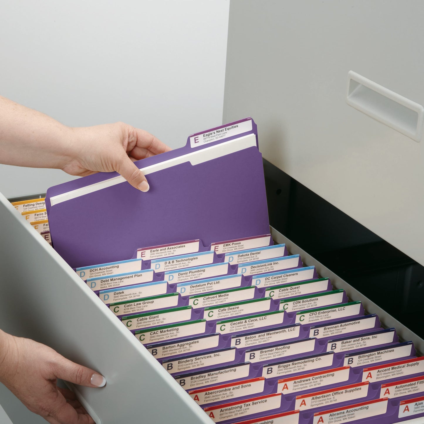 Standard File Folders, 1/3-Cut Tab, Purple Color, Letter Size, Set of 100, 086486130431