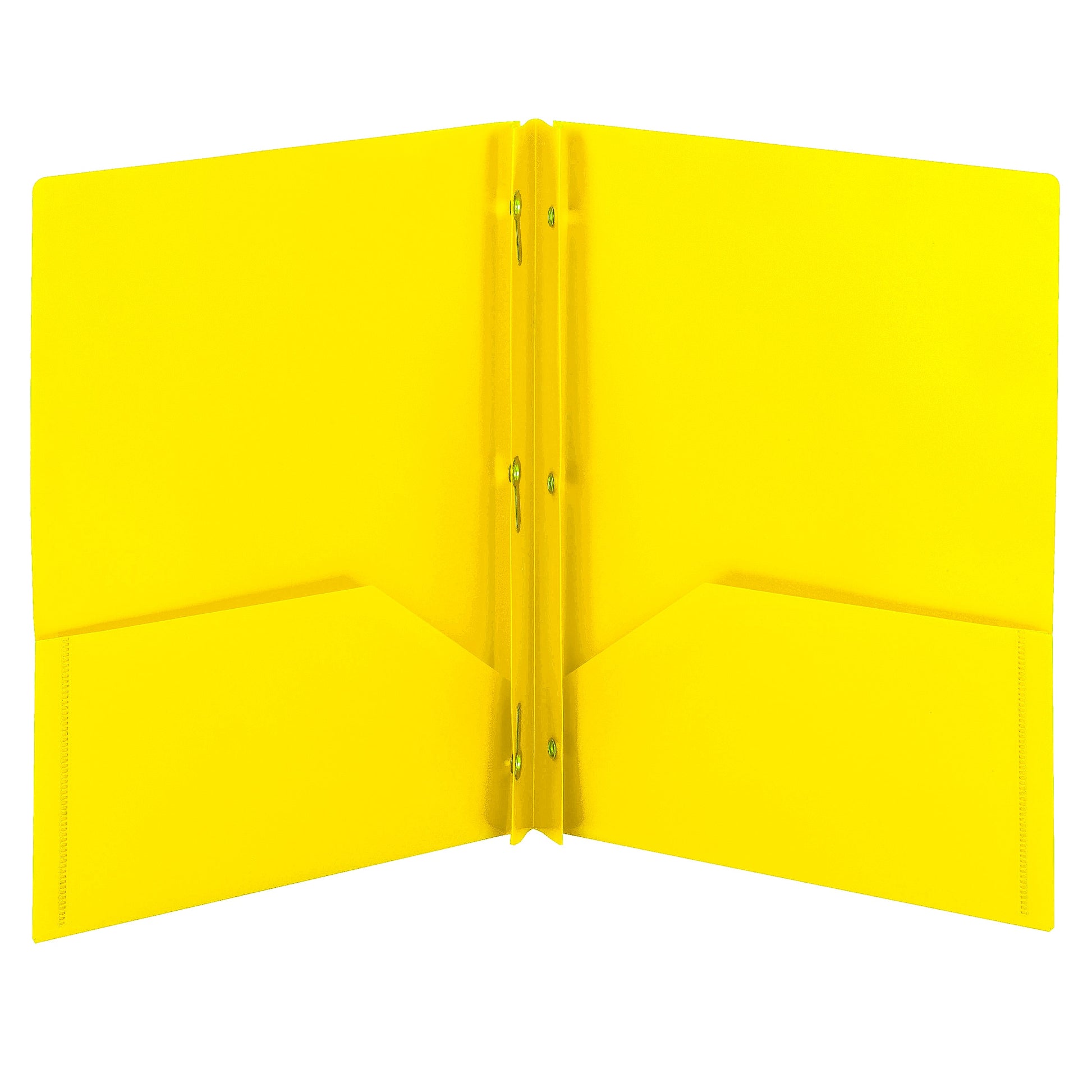 Poly Two-Pocket Folders with Fasteners, Yellow Color, Letter Size, Set of 3, 086486877336