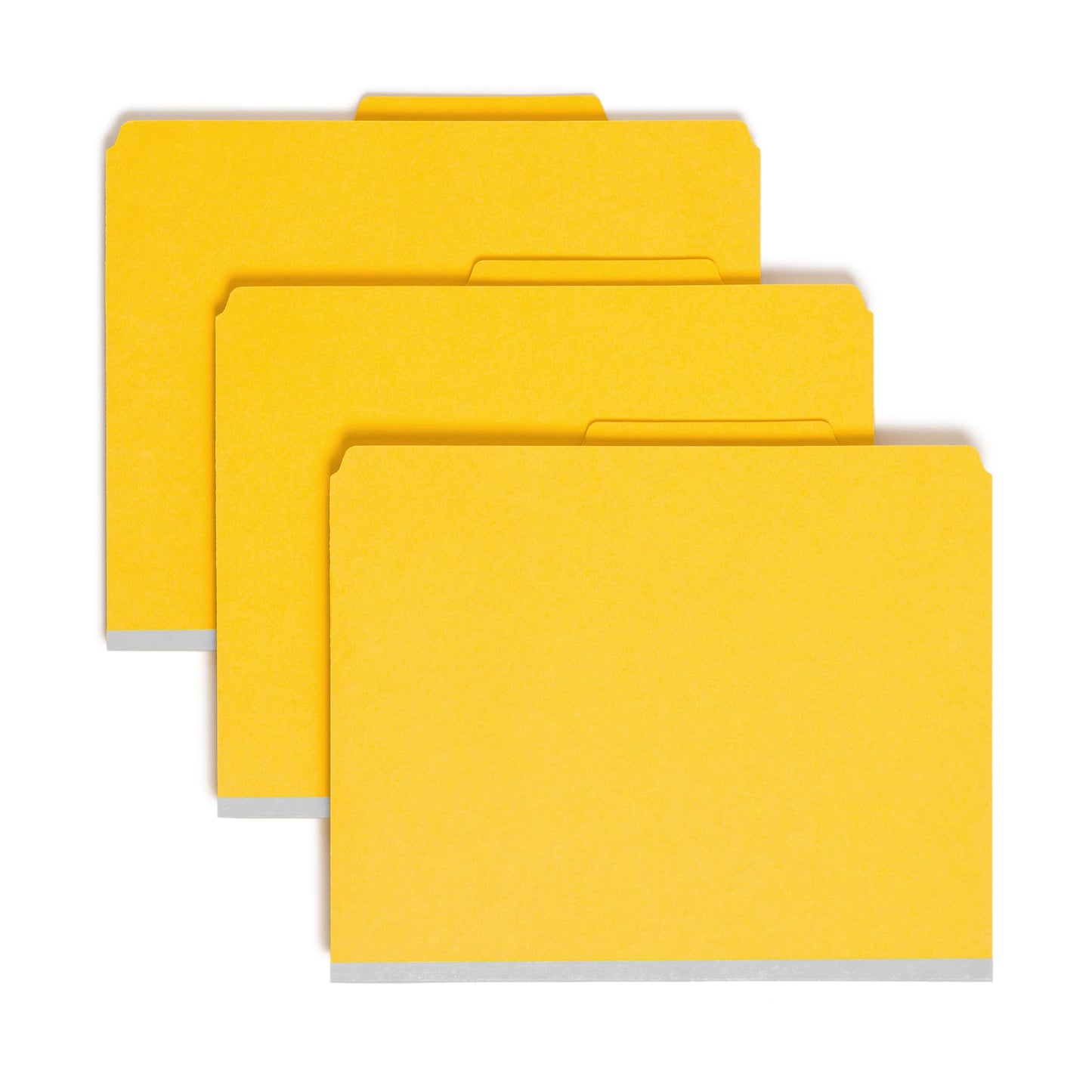 SafeSHIELD® Pressboard Classification File Folders, 3 Dividers, 3 inch Expansion, 2/5-Cut Tab, Yellow Color, Letter Size, Set of 10, 30086486140981