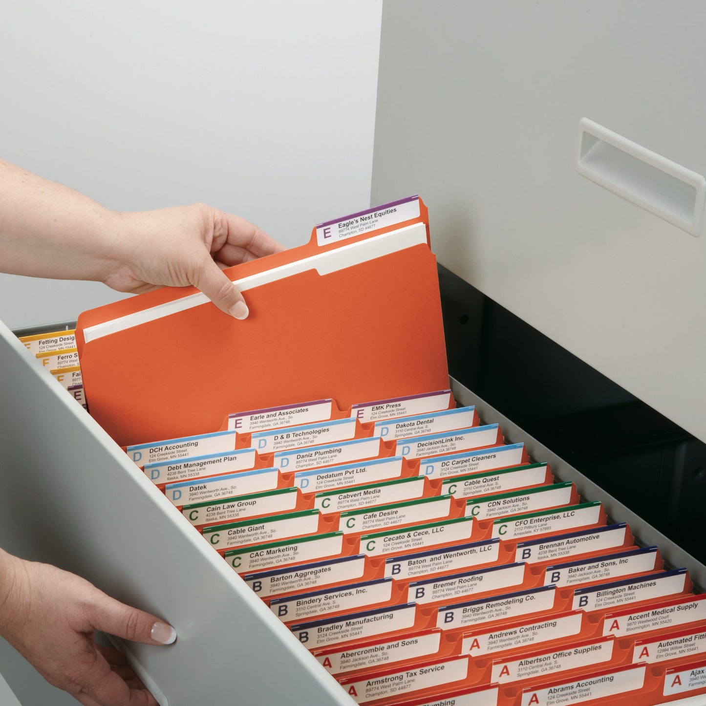 Standard File Folders, 1/3-Cut Tab, Orange Color, Letter Size, Set of 100, 086486125437