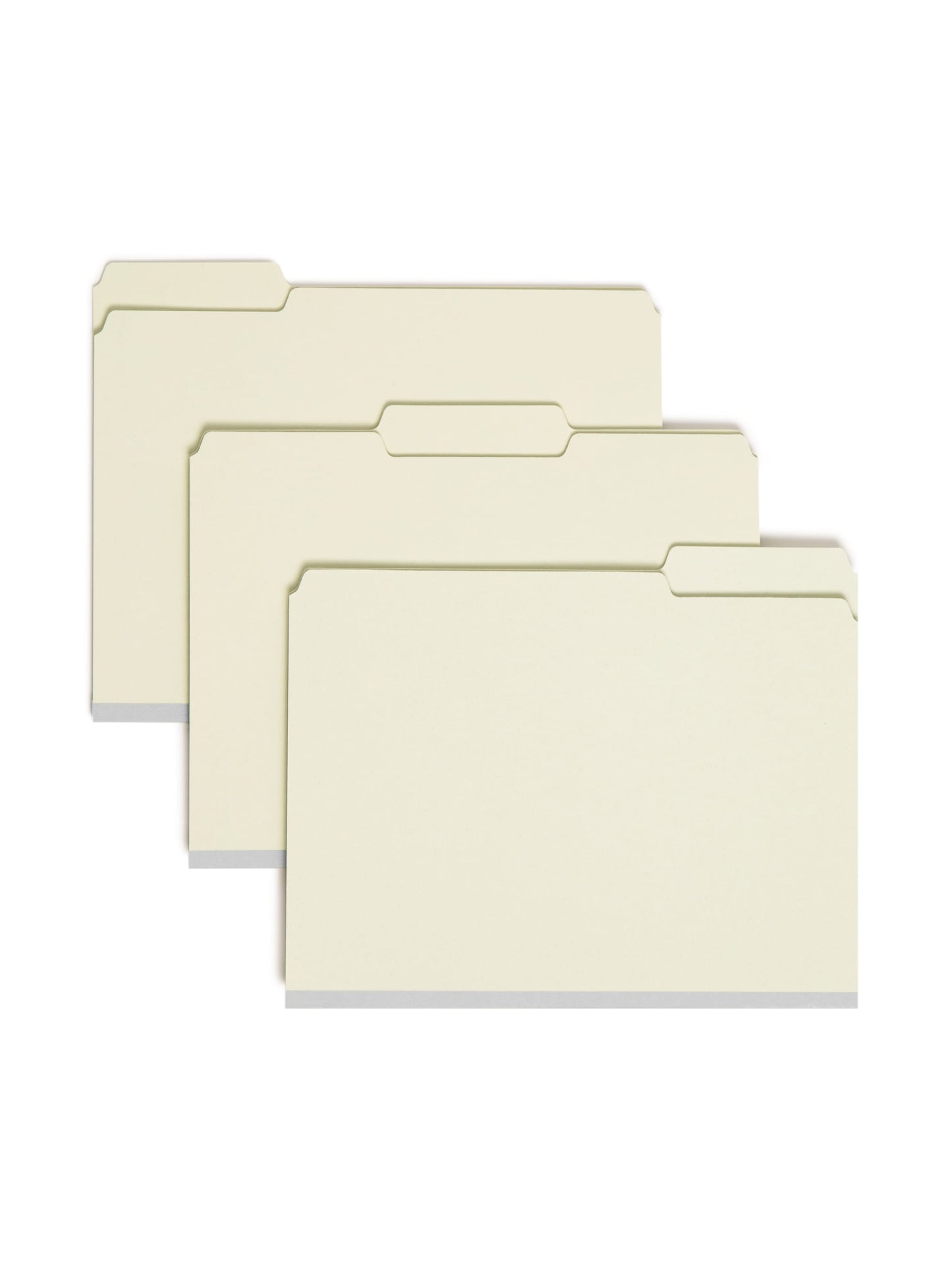 SafeSHIELD® Pressboard Fastener File Folders, 3 inch Expansion, 1/3-Cut Tab, Gray/Green Color, Letter Size,