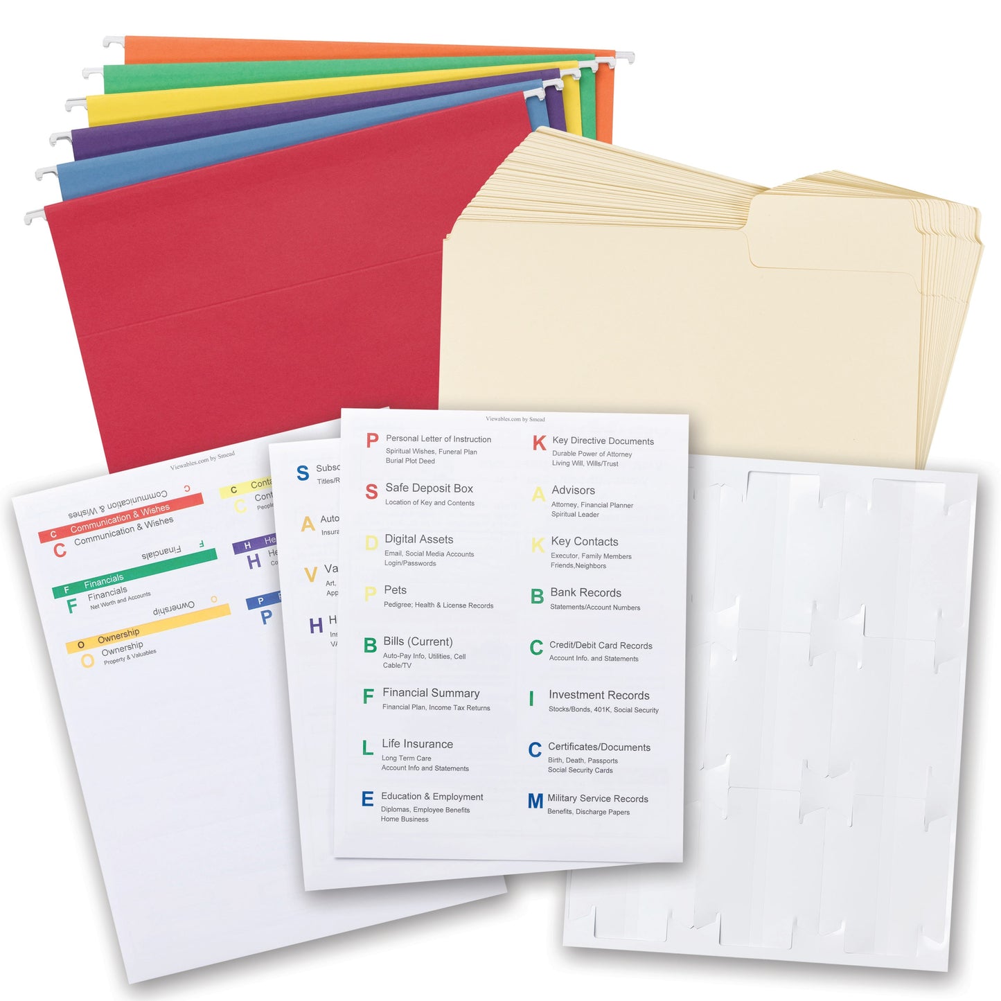 Life Documents Drawer Kit, Filing Contents Only, Assorted Colors Color, Letter Size, Set of 1, 086486920155