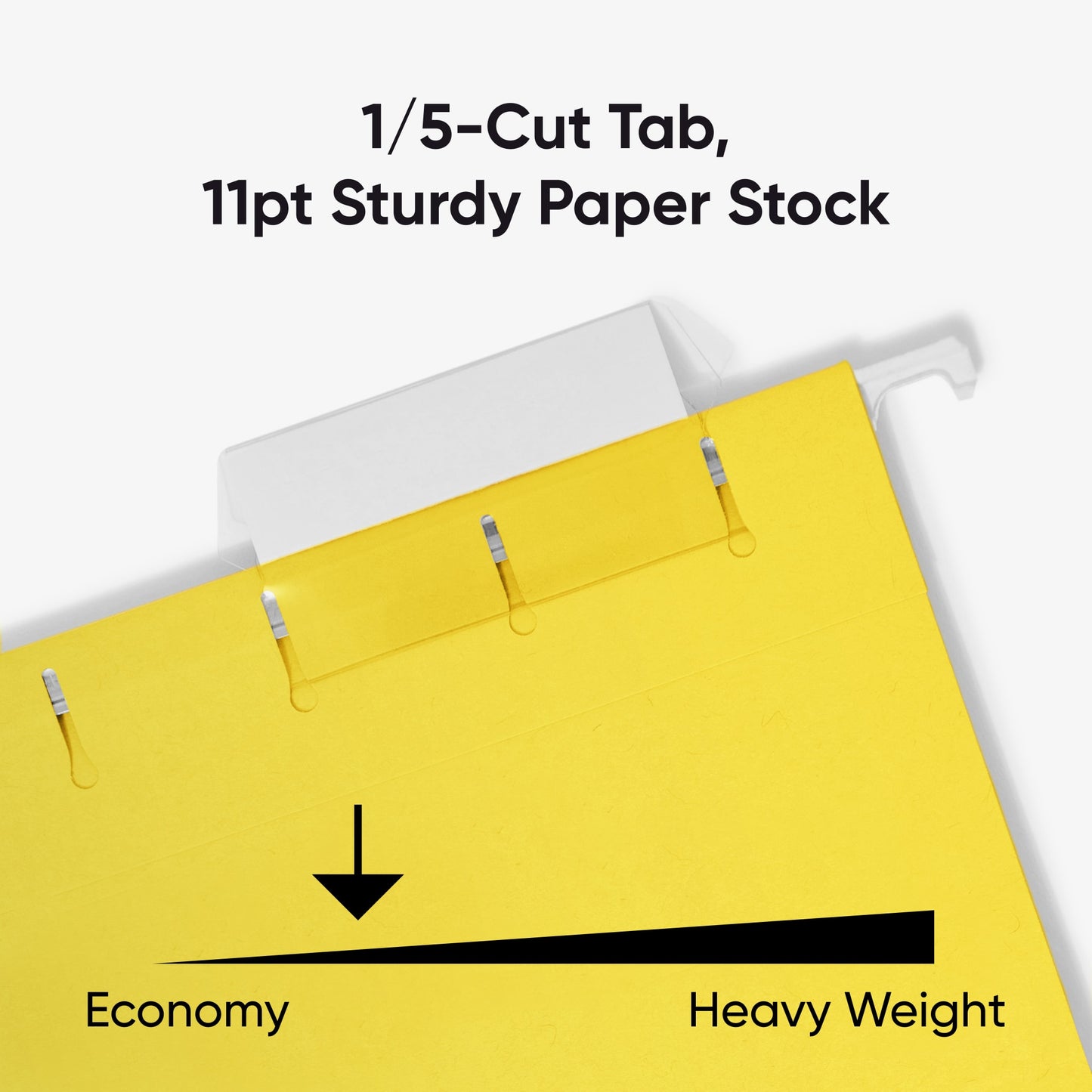 Standard Hanging File Folders with 1/5-Cut Tabs, Yellow Color, Letter Size, Set of 25, 086486640695