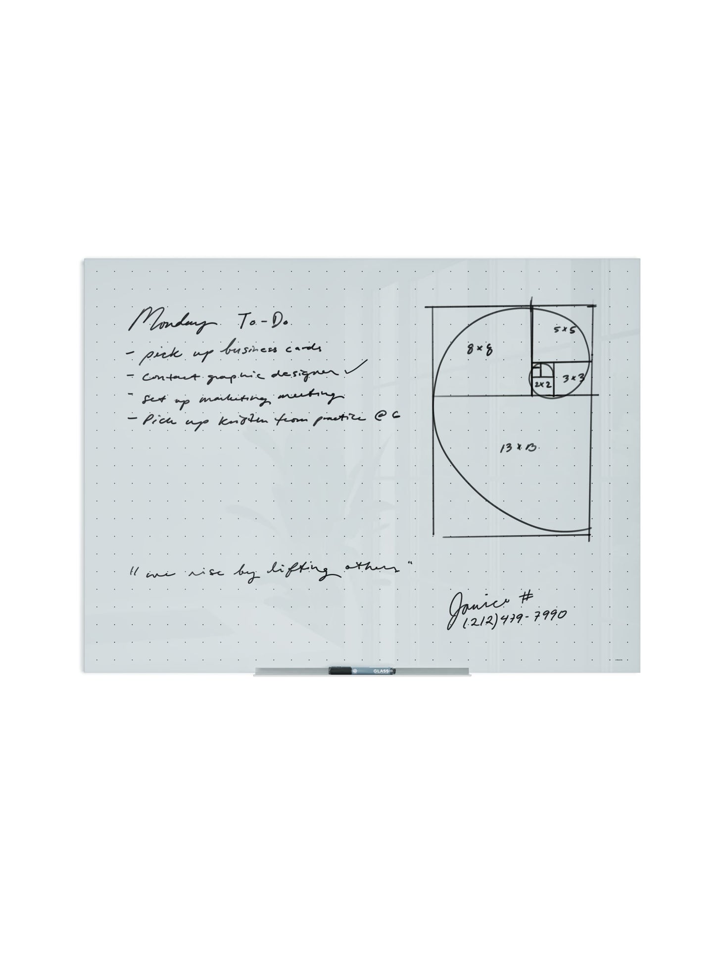 Floating Glass Non-Magnetic Dry Erase Board, White, 47" x 35", 4 x 3, White, 47" X 35" Size, Set of 1, 817894027996